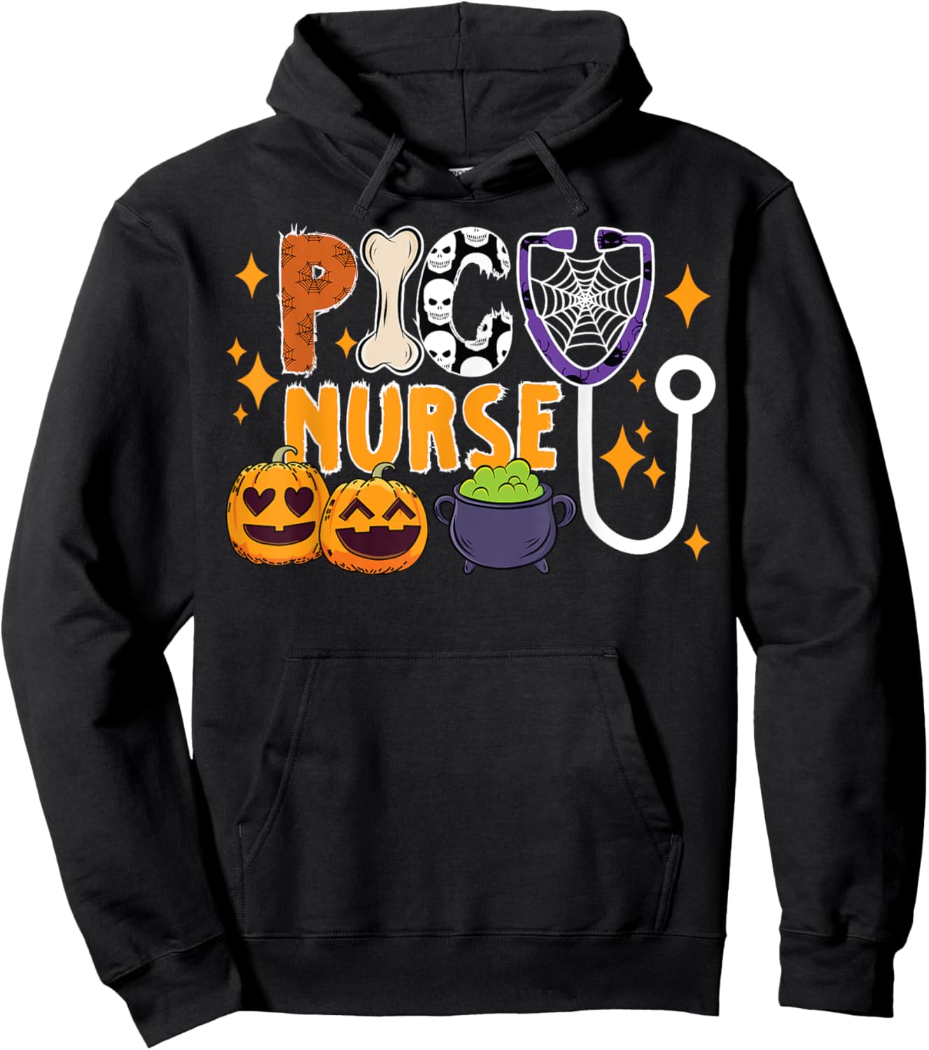 Spooky PICU Nurse Halloween Pediatric Intensive Care Unit Hoodie - Hoodie | Black