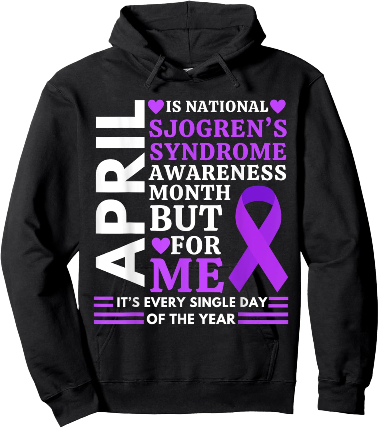 April Wear Purple Ribbon Sjögren's Syndrome Awareness Hoodie - Hoodie | Black