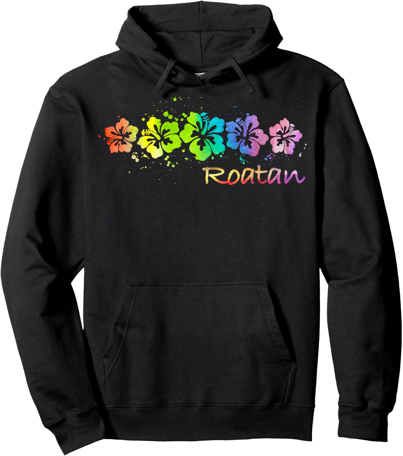 Roatan Watercolor Beach & Surf Women Girls Kids Hoodie - Hoodie | Black