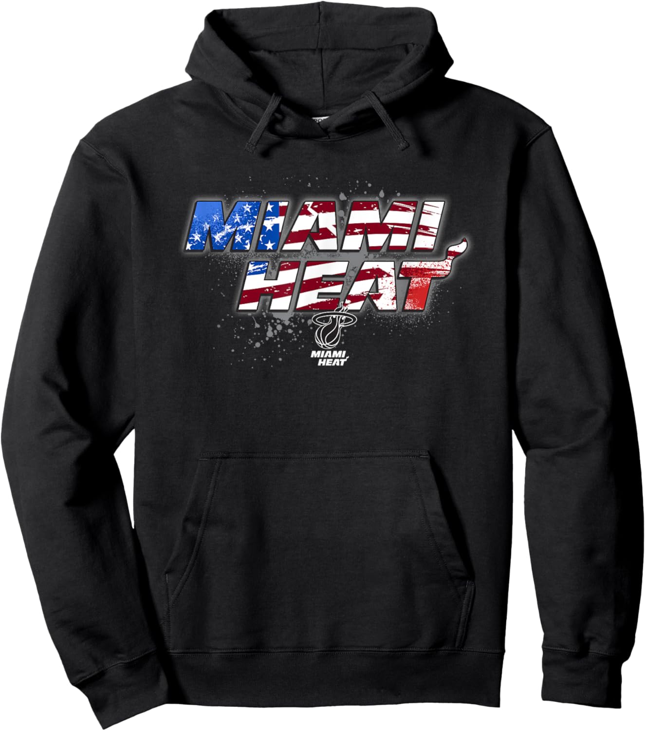 NBA Miami Heat American Flag Distressed Paint Spill Hoodie - Hoodie | Black