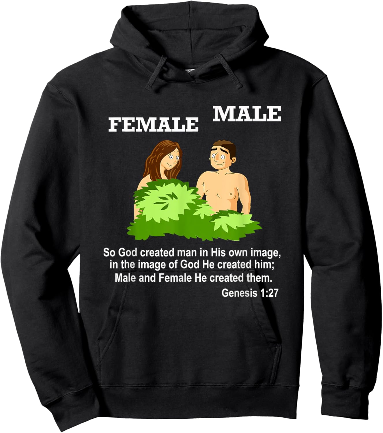 Christian Bible Verse Genesis 1 27 God Created Male Female Hoodie - Hoodie | Black