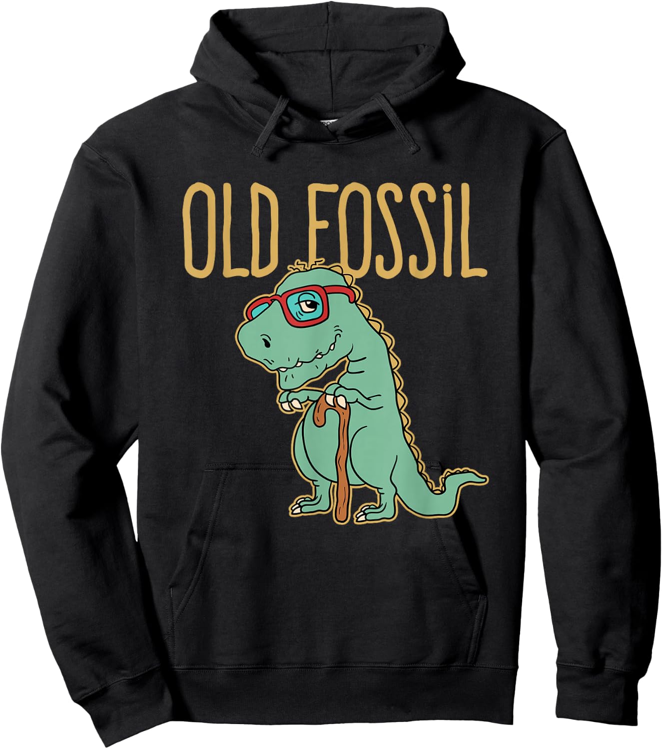 Old Fossil Dinosaur With Cane Hoodie - Hoodie | Black