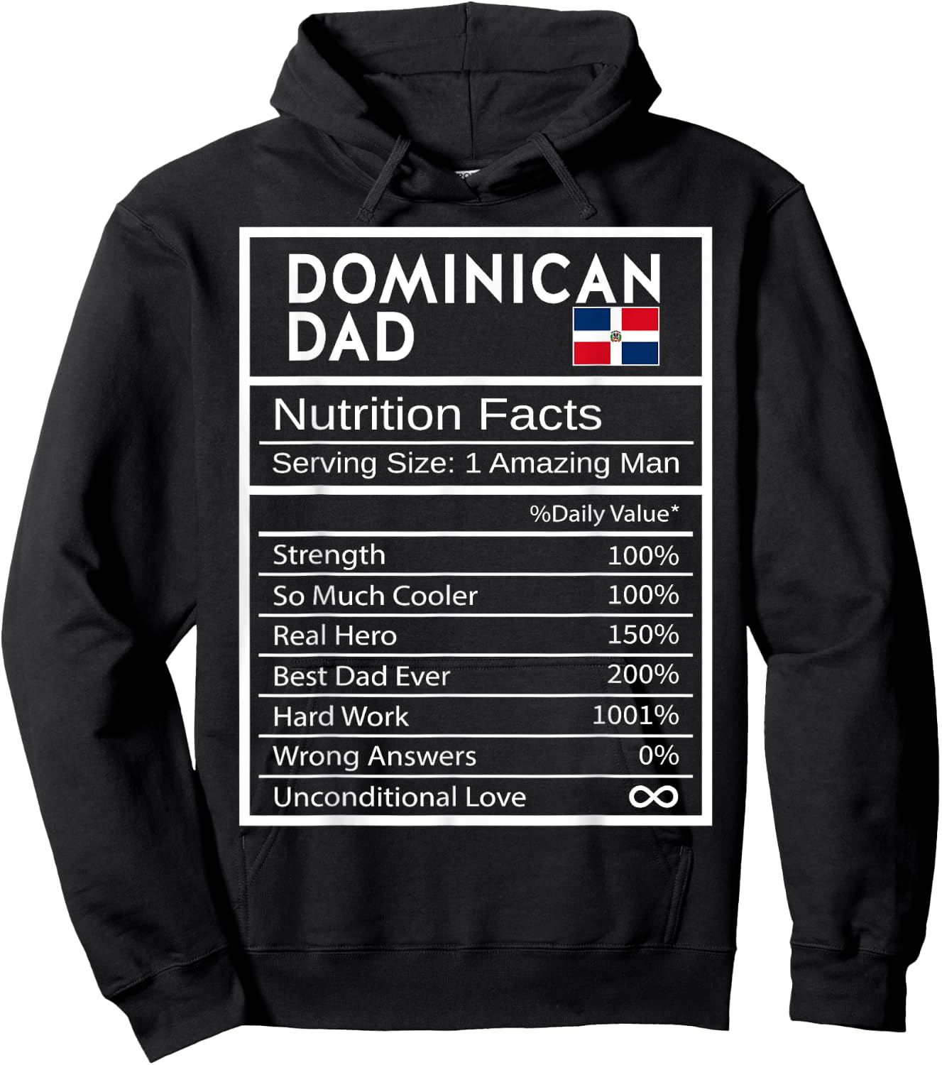 Dominican Dad Nutrition Facts National Pride Gift Dad Hoodie - Hoodie | Black