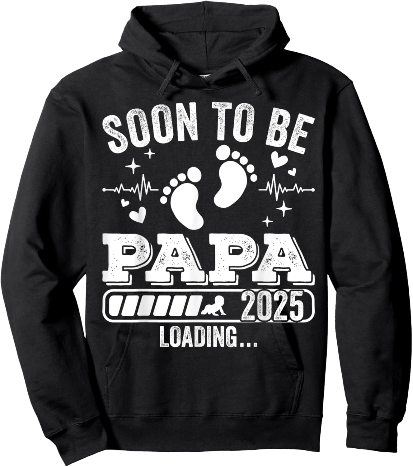 Soon to Be Papa 2025 Loading Pregnancy Announcement Hoodie - Hoodie | Black