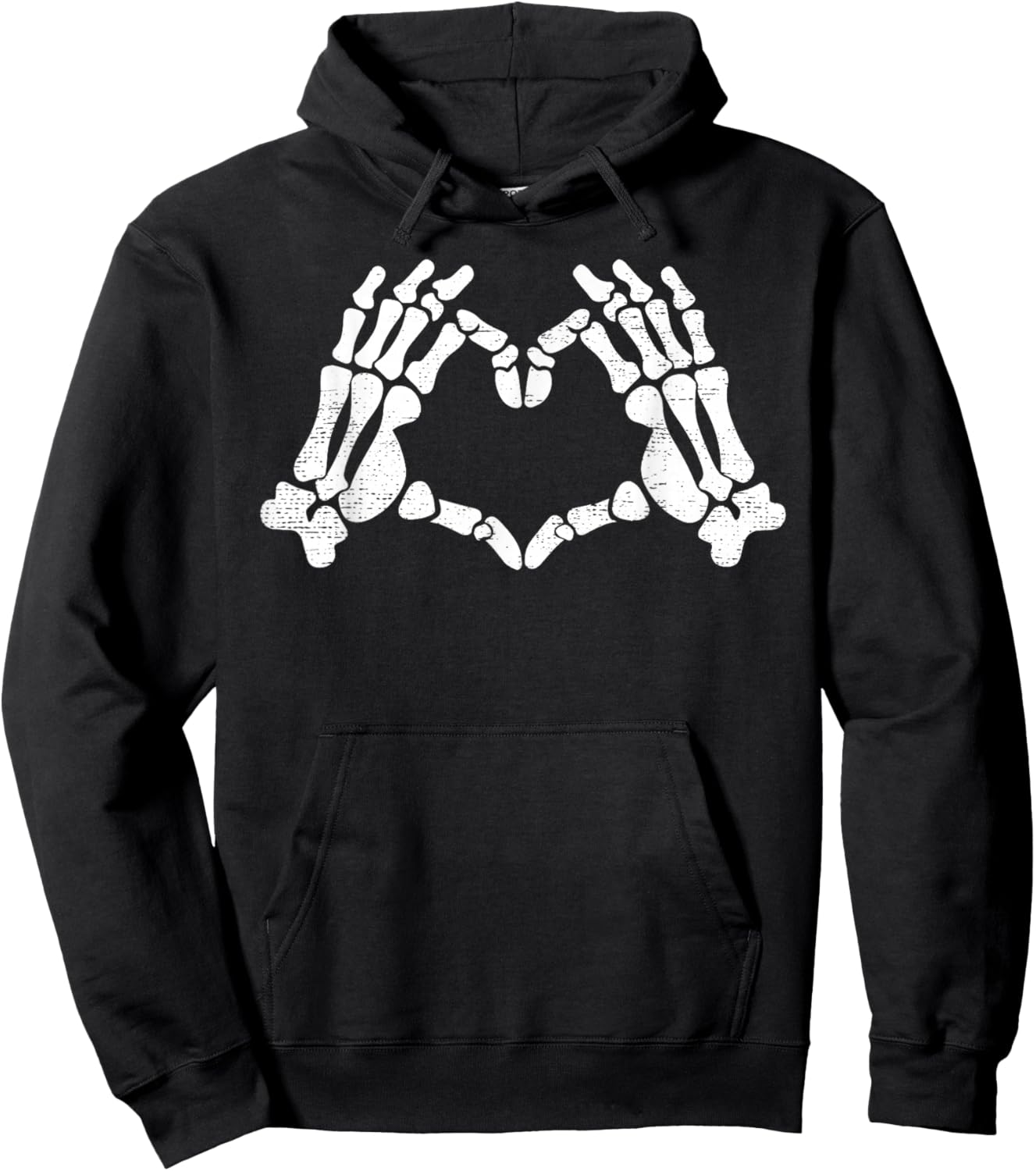 Skeleton Hands Heart Sign Retro Halloween Costume Men Women Hoodie - Hoodie | Black