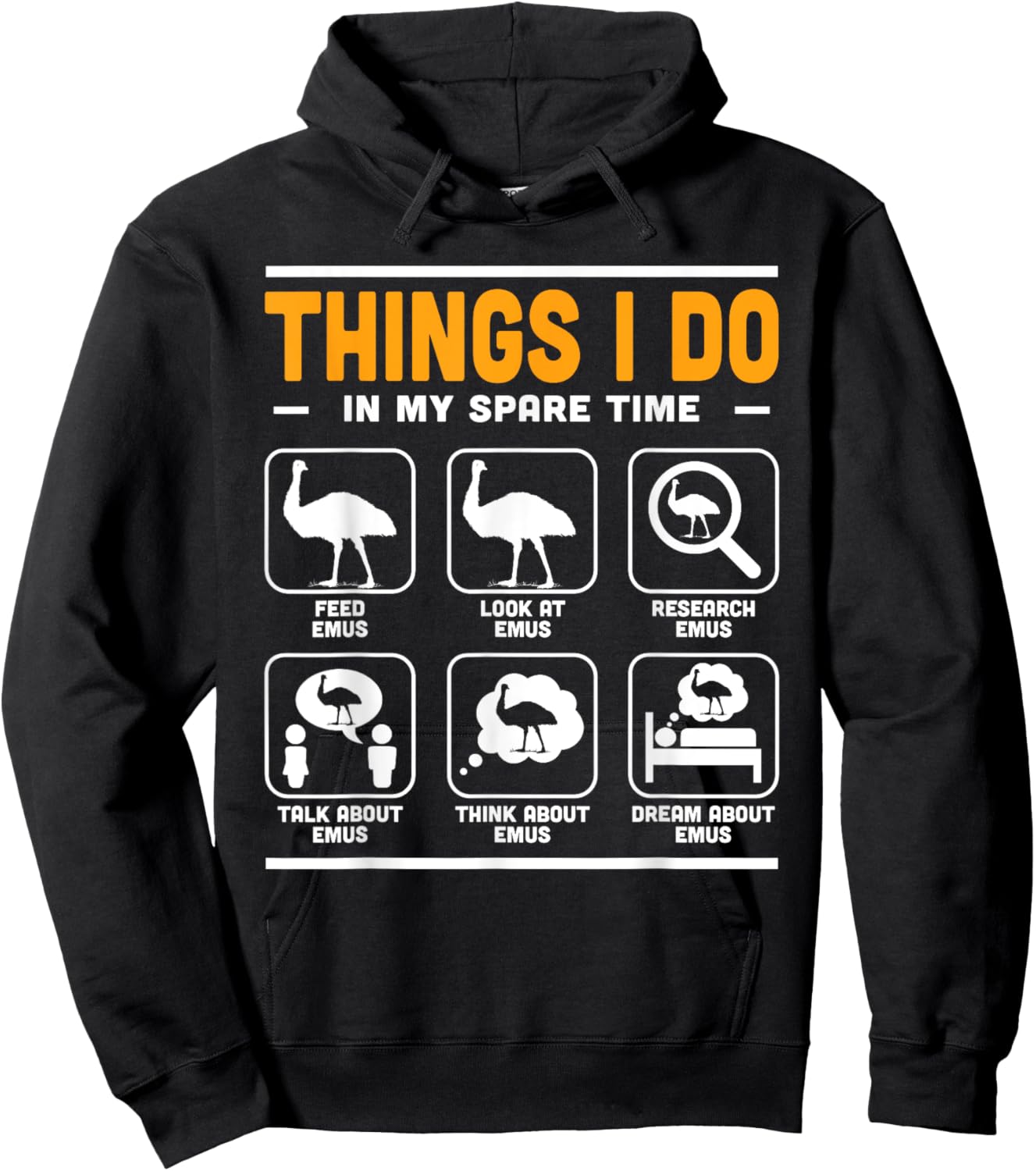 Things I Do In My Spare Time Emu Fans Australian Animal Hoodie - Hoodie | Black