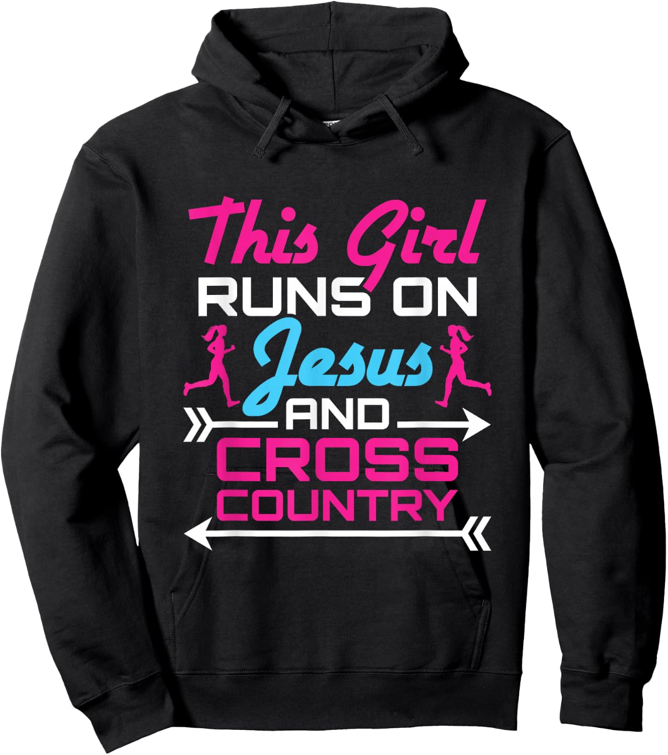 This Girl Runs on Jesus and Cross Country Cute Running XC Hoodie - Hoodie | Black