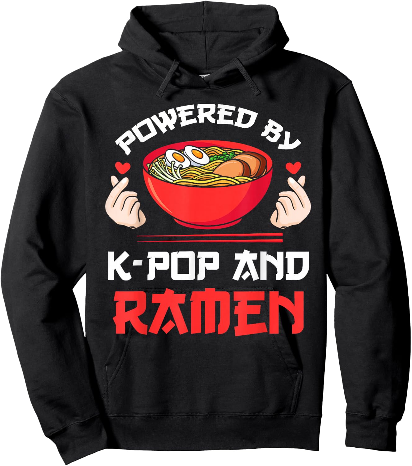 Powered by K-pop and Ramen Kpop Merch Merchandise Gift Hoodie - Hoodie | Black