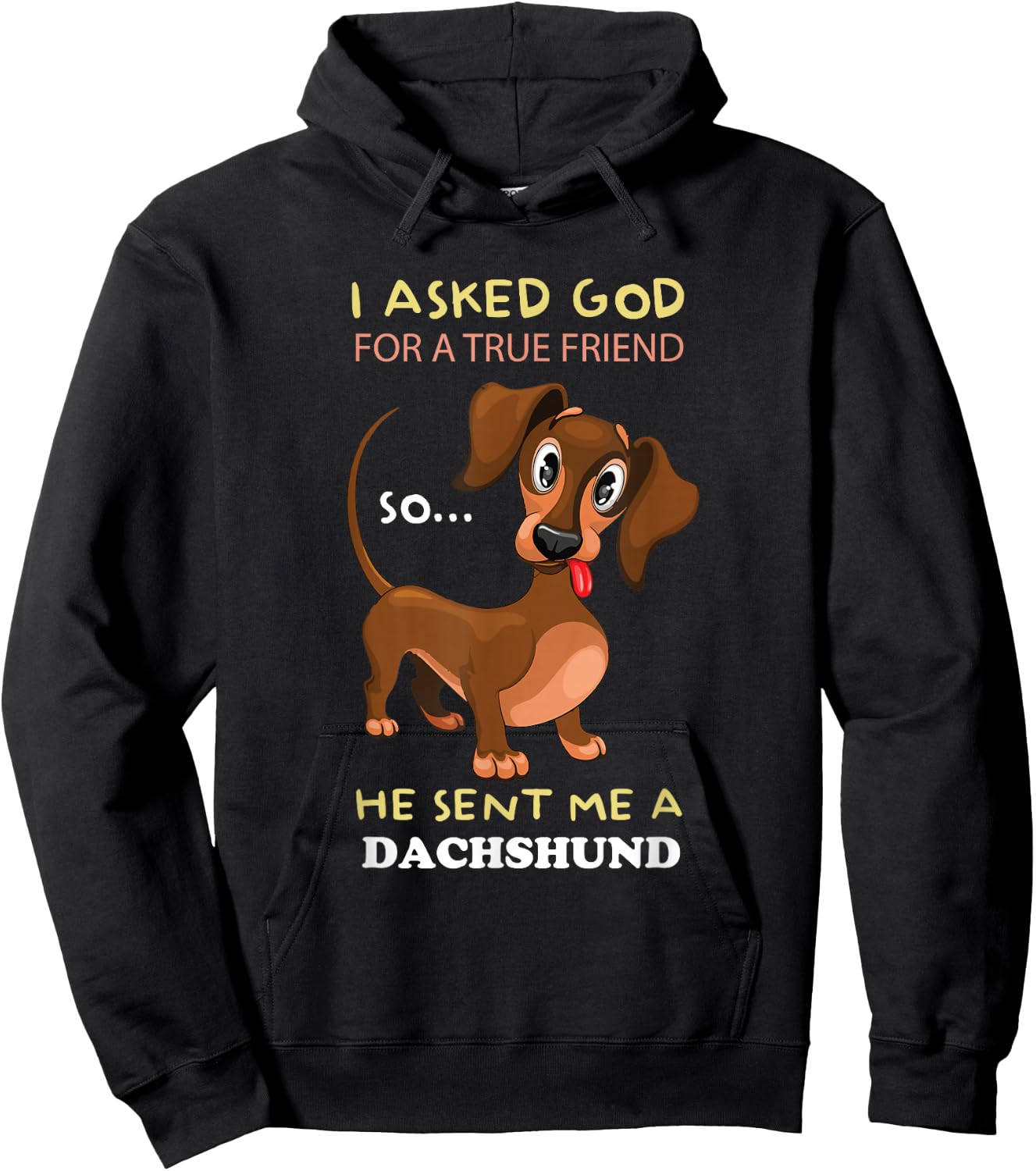 I asked God for a true friend and he sent me a Dachshund Hoodie - Hoodie | Black