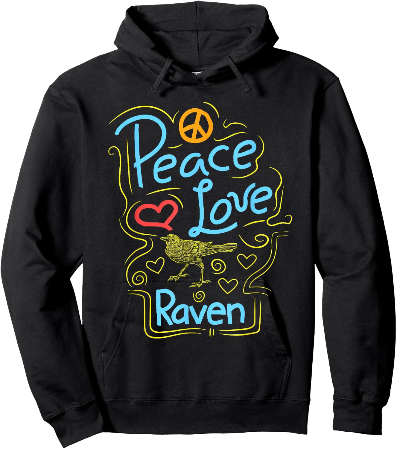 Peace Love Raven Clothes Crow Outfit Bird Lover Gift Raven Hoodie - Hoodie | Black