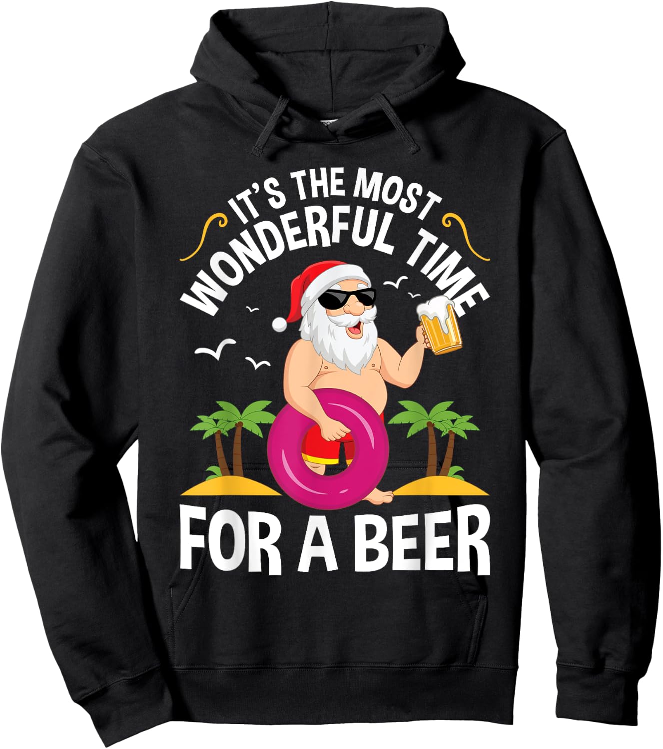Tropical Christmas It's the Most Wonderful Time for a Beer Hoodie - Hoodie | Black