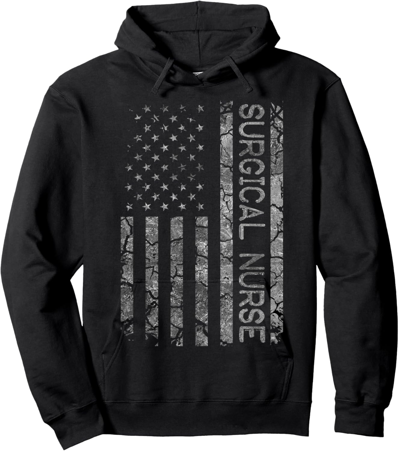 Funny Job Title Worker American Flag Surgical Nurse Hoodie - Hoodie | Black