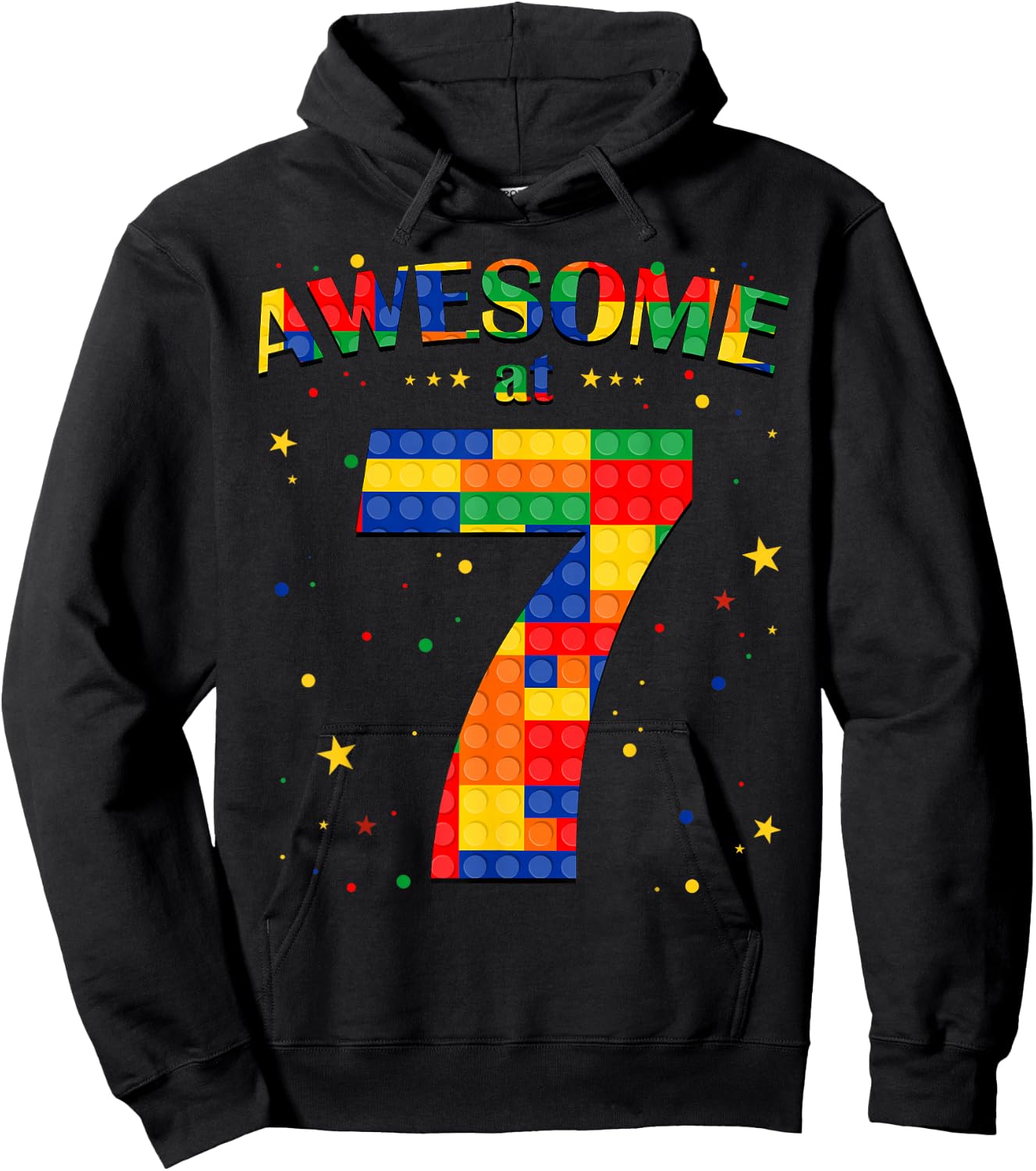 Building Blocks Bricks Awesome at 7 Years Old Birthday Boy Hoodie - Hoodie | Black