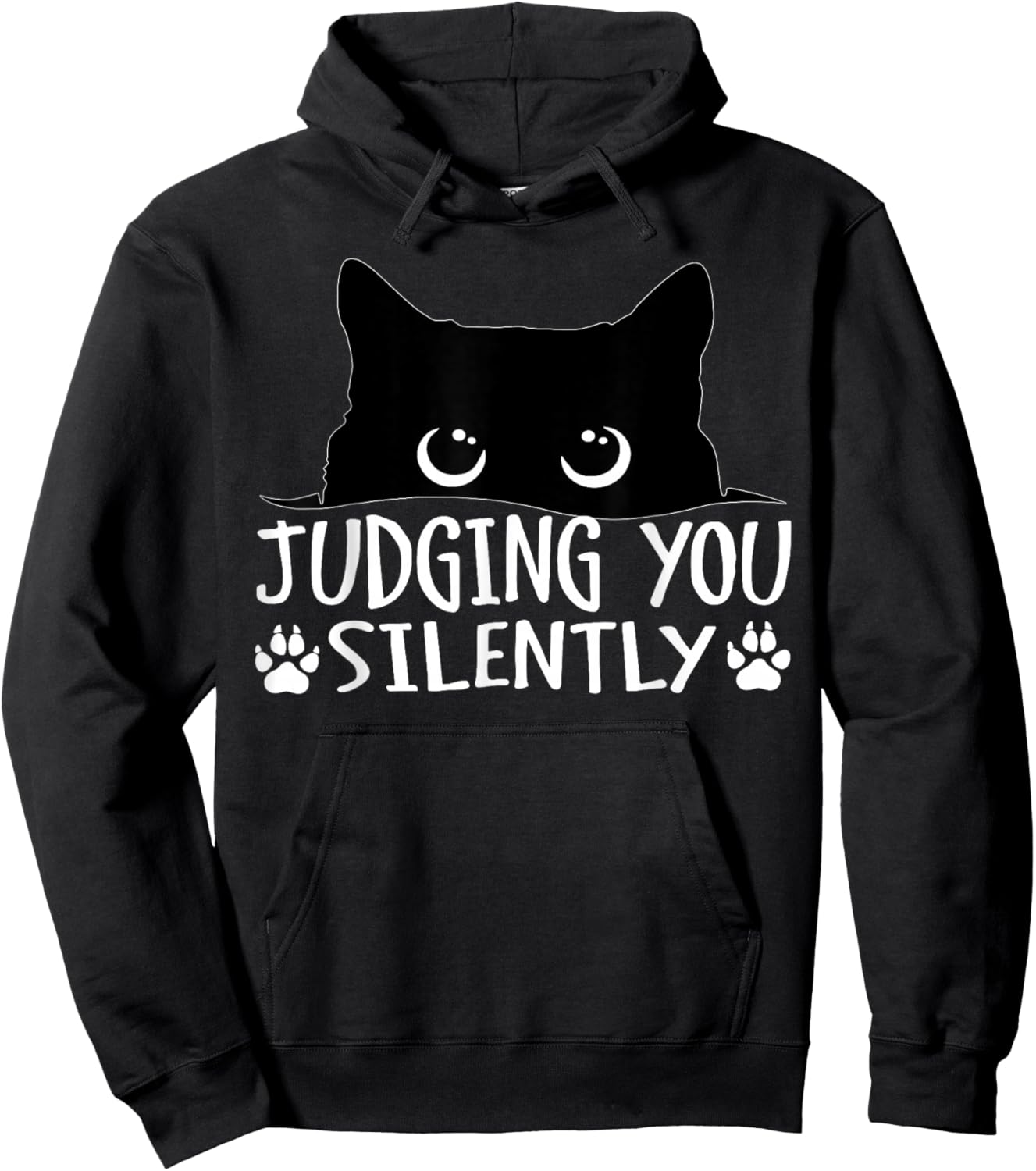 Funny Black Cat Judging You Silently Sarcastic Cat Hoodie - Hoodie | Black