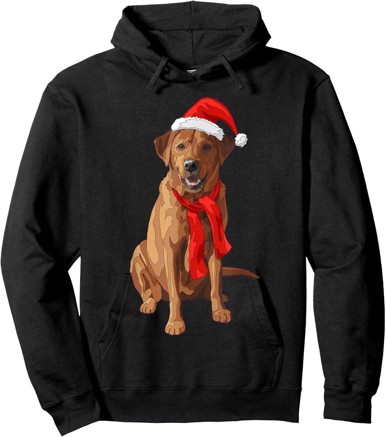 Red Labrador Retriever Dog Christmas Santa Hat Women Kids Hoodie - Hoodie | Black