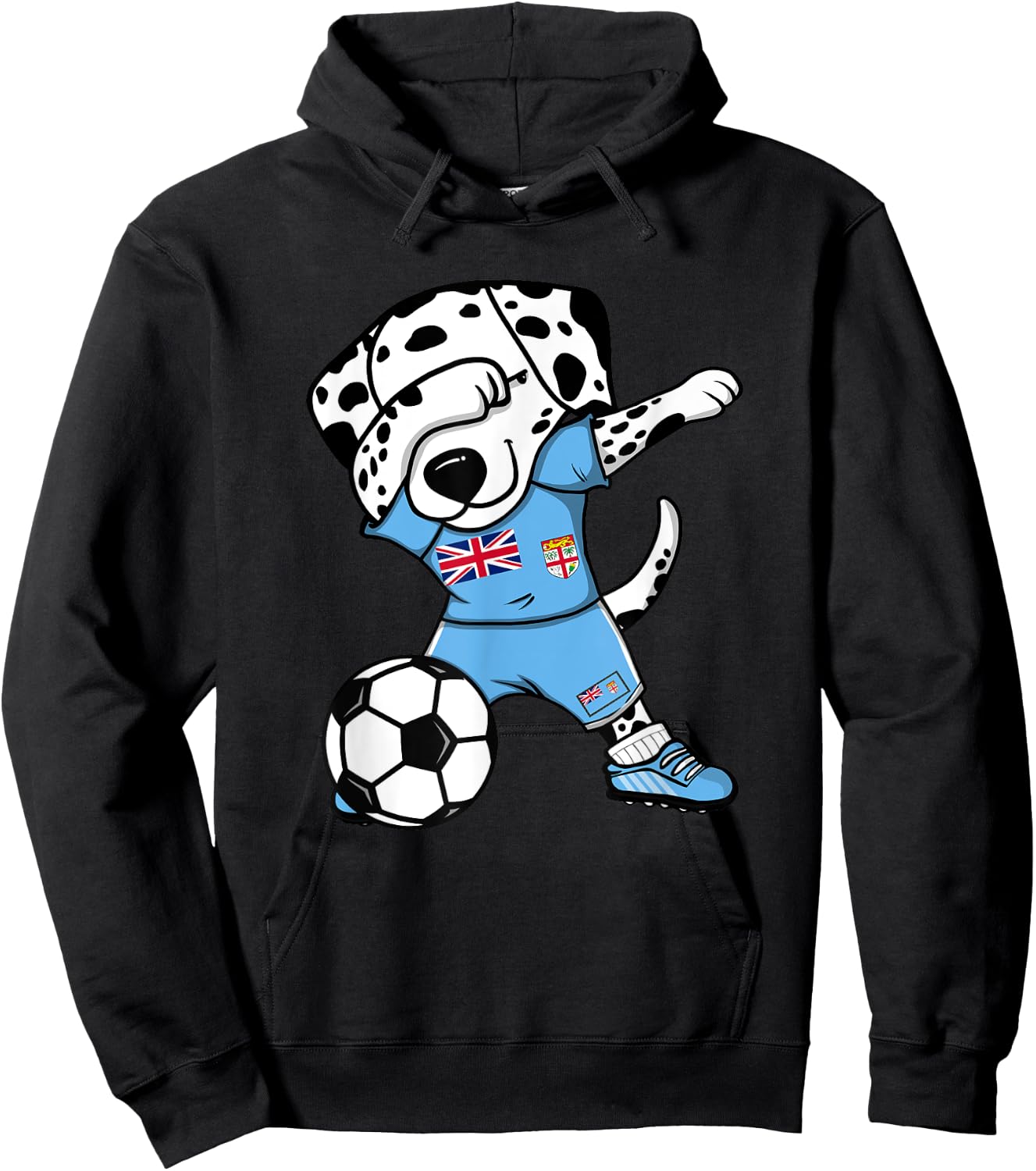 Dabbing Dalmatian Fiji Soccer Fans Jersey Fijian Football Hoodie - Hoodie | Black