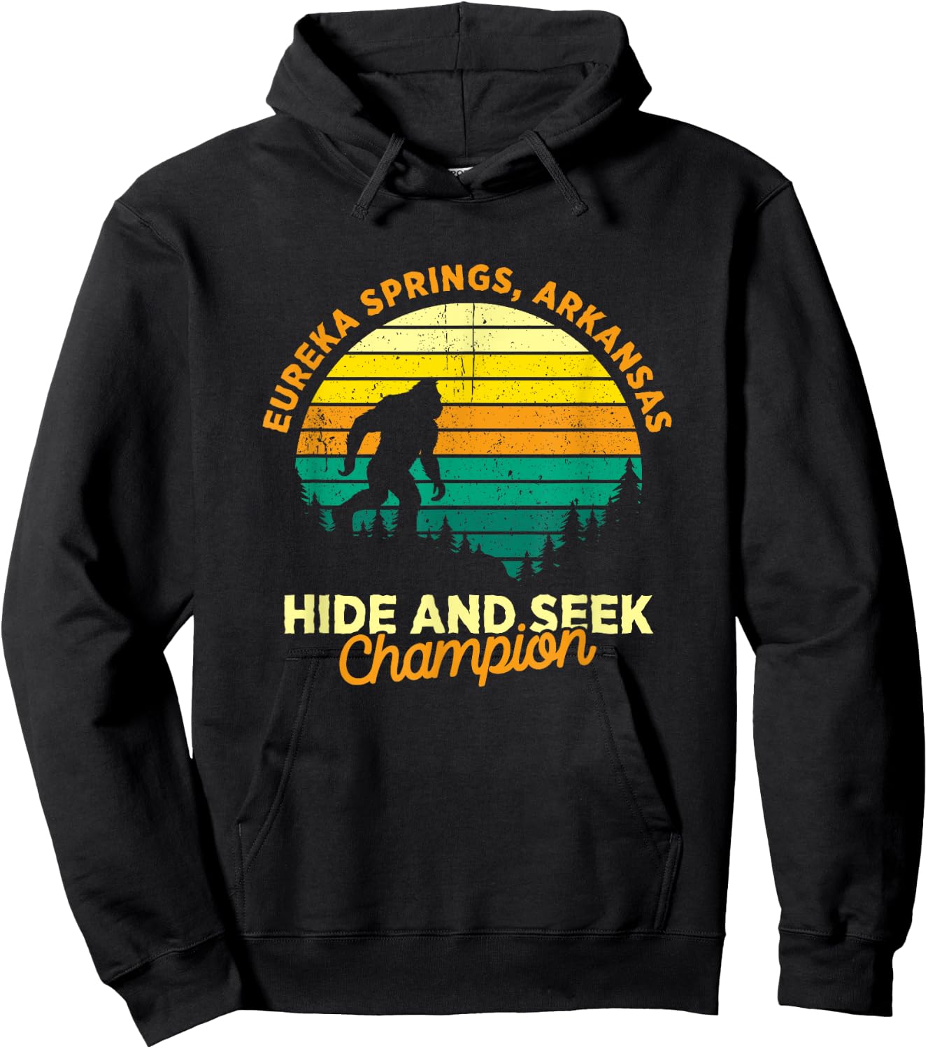 Retro Eureka Springs, Arkansas Big foot Souvenir Hoodie - Hoodie | Black