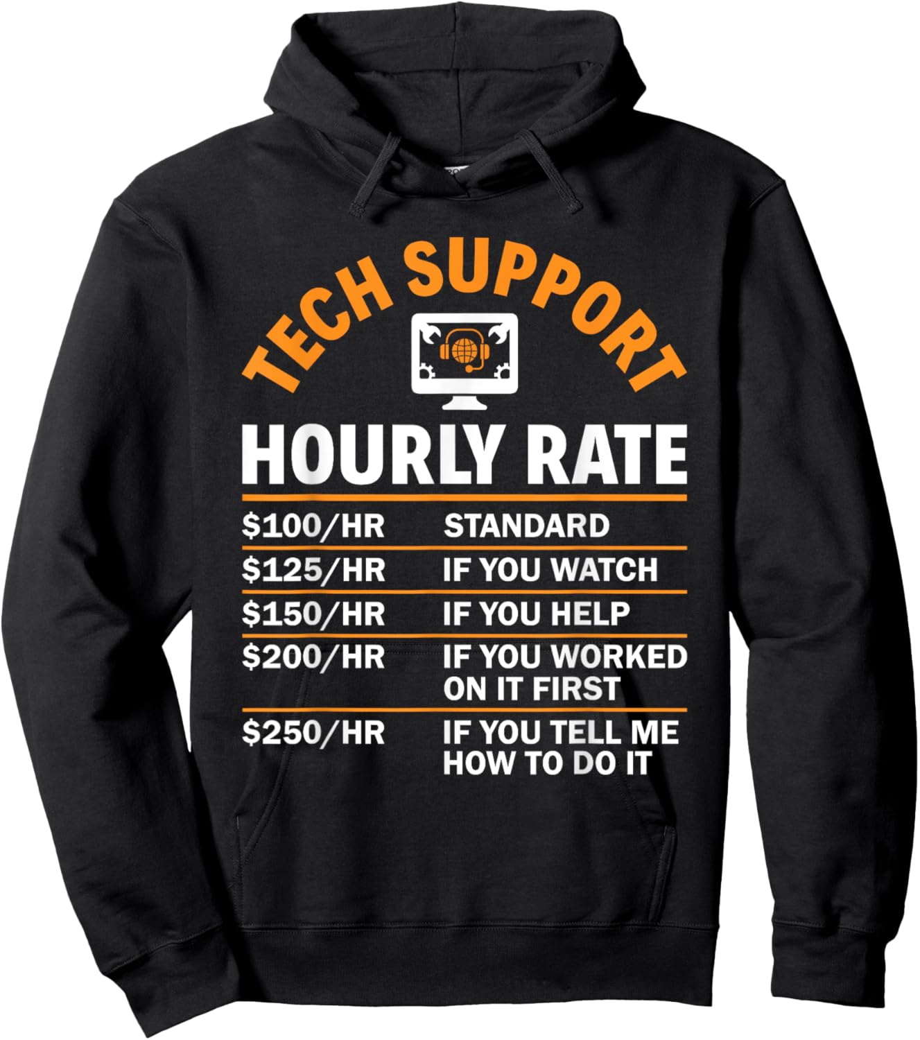 Tech Support Hourly Rate Computer Nerd Sysadmin Tech Support Hoodie - Hoodie | Black