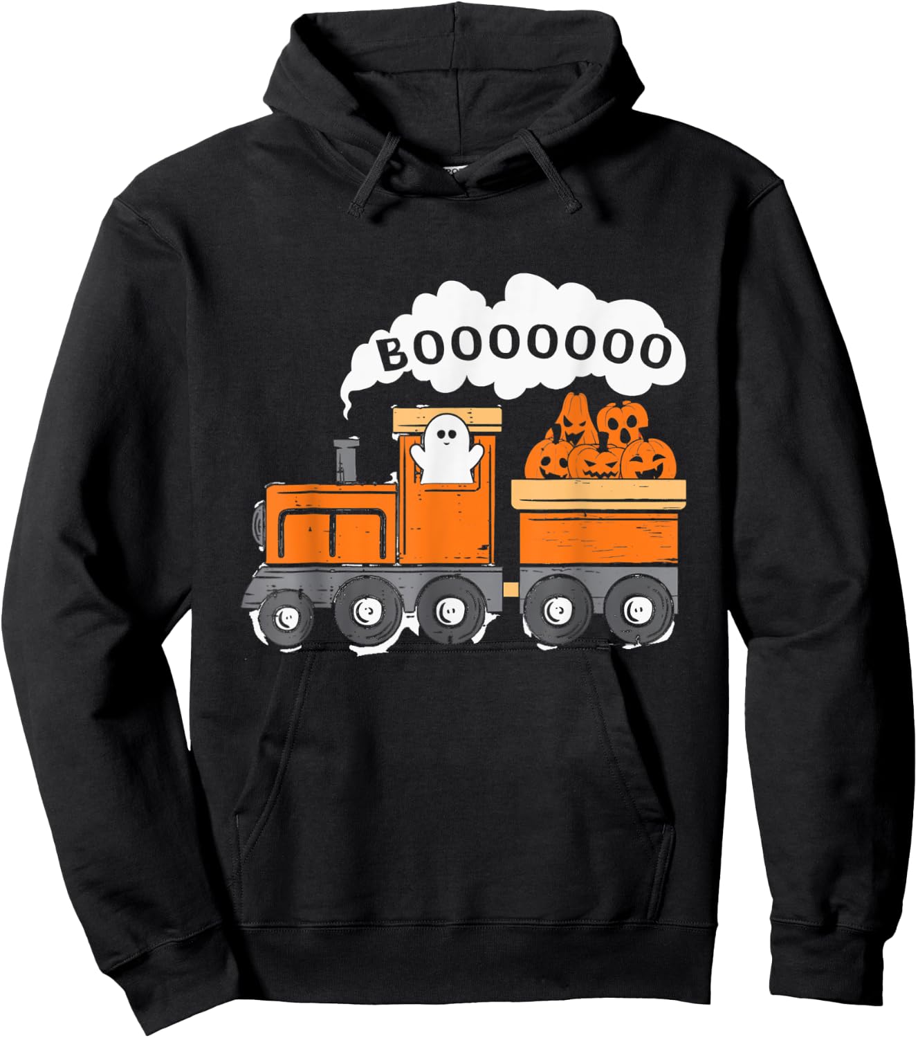 Halloween Train Boo Funny Ghost Pumpkin Toddler Kids Boys Hoodie - Hoodie | Black