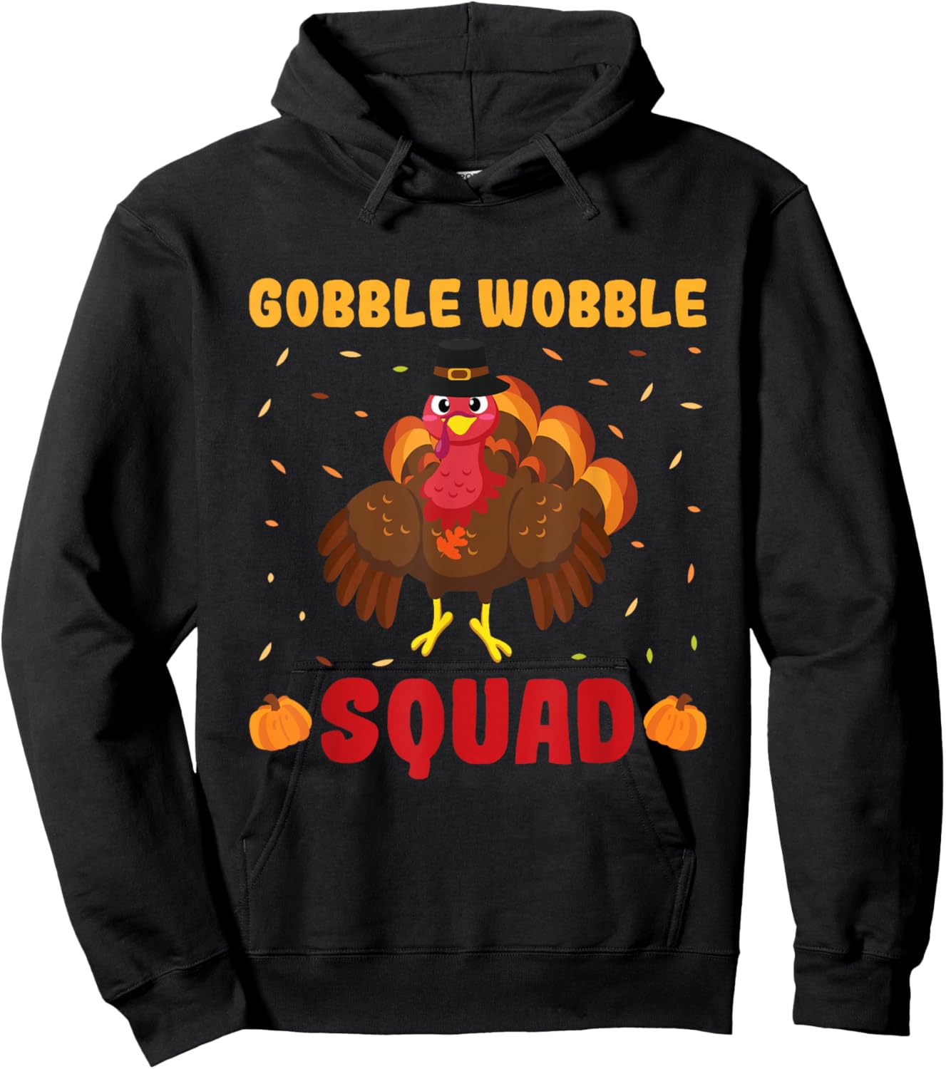 Gobble Wobble Squad - Turkey Trot Running Thanksgiving Hoodie - Hoodie | Black
