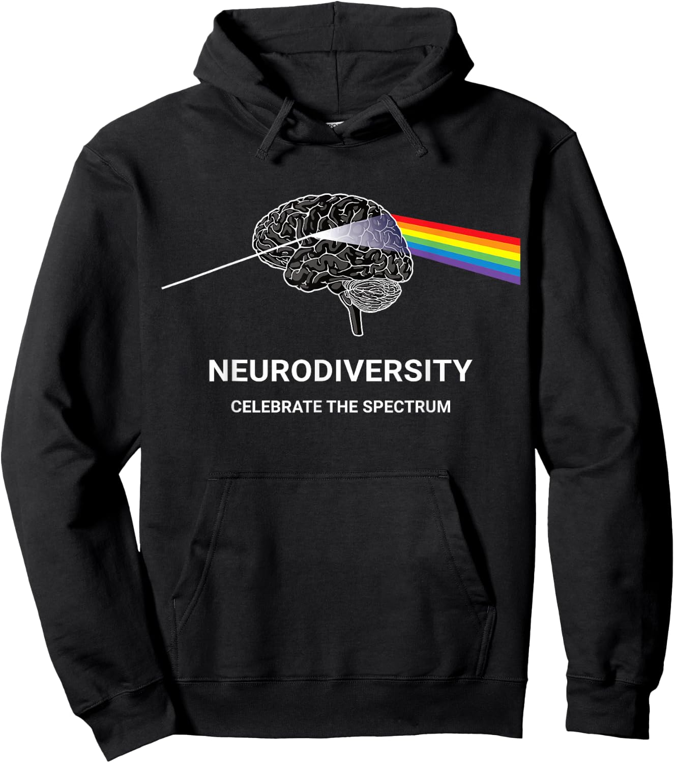 Neurodiversity Autism Spectrum ASD ADHD Rainbow Brain Hoodie - Hoodie | Black