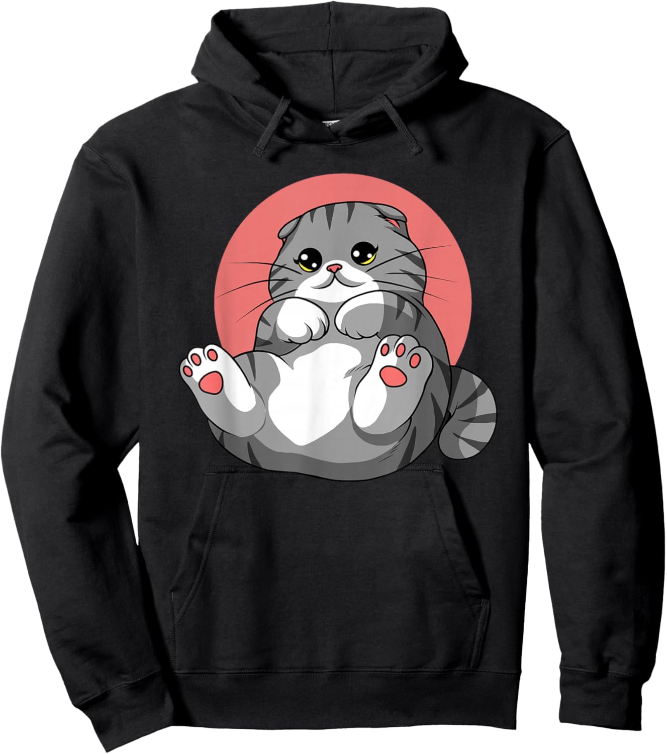 Scottish Fold Cat Neko Kitty Cute Kawaii Anime Cat Hoodie - Hoodie | Black