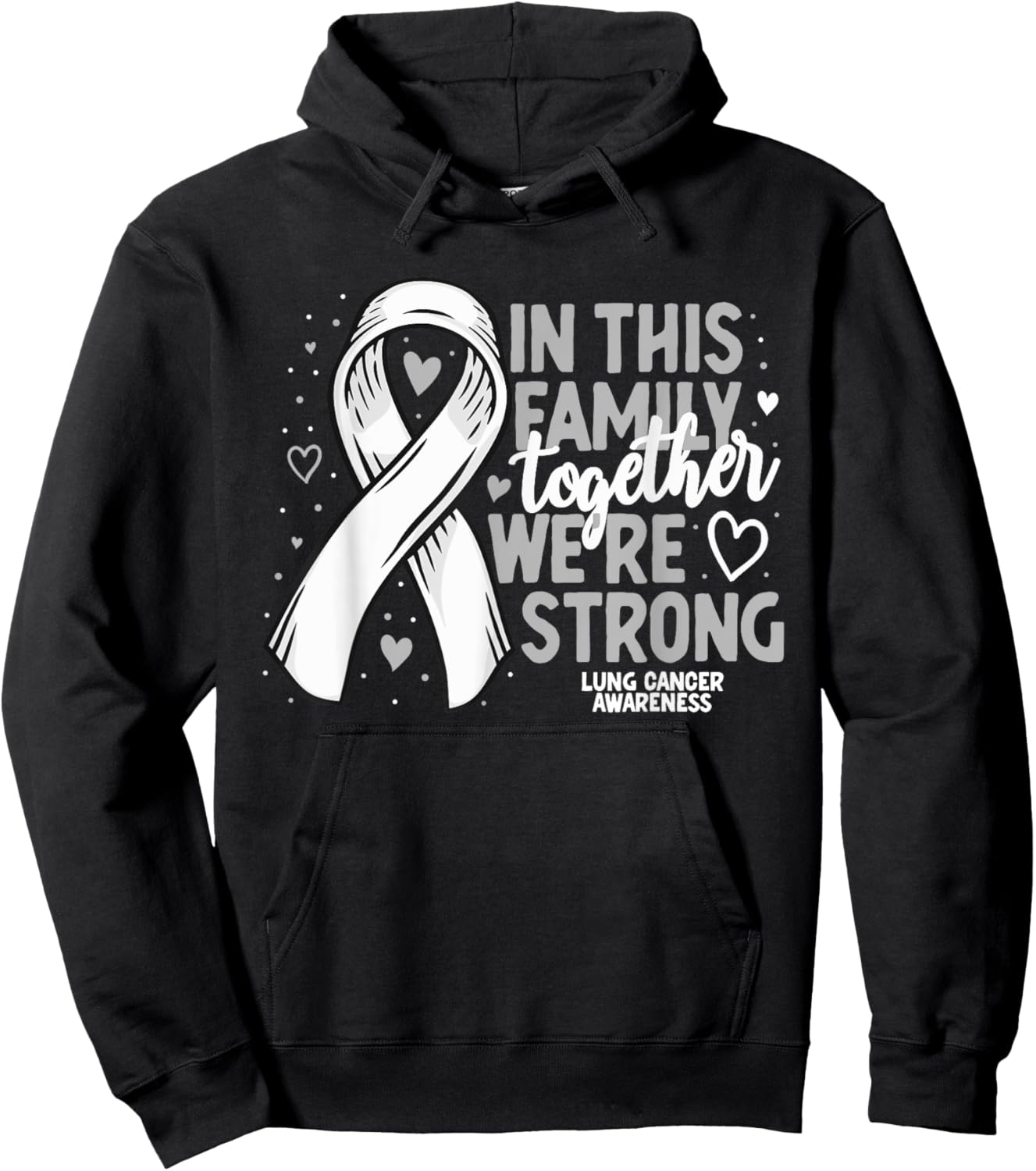 Lung Cancer Support White Family Lung Cancer Awareness Hoodie - Hoodie | Black