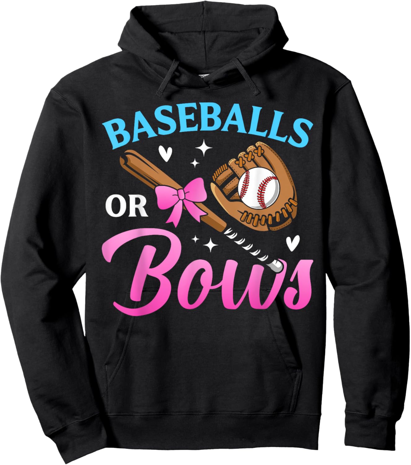 Baseball Or Bows Dad Mom Loves You Gender Reveal Party Hoodie - Hoodie | Black
