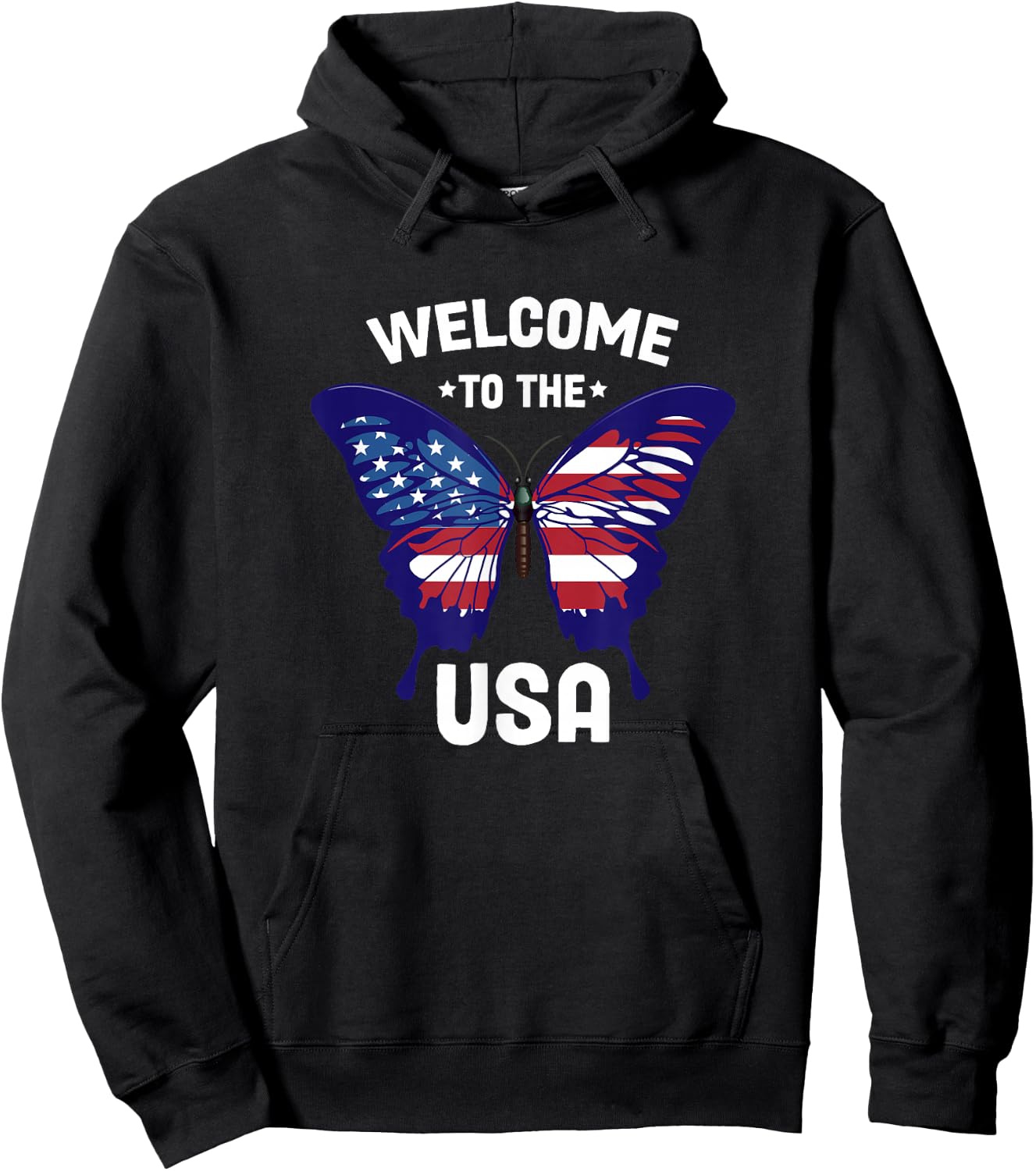 Welcome to the USA Patriotic Butterfly New American Citizen Hoodie - Hoodie | Black