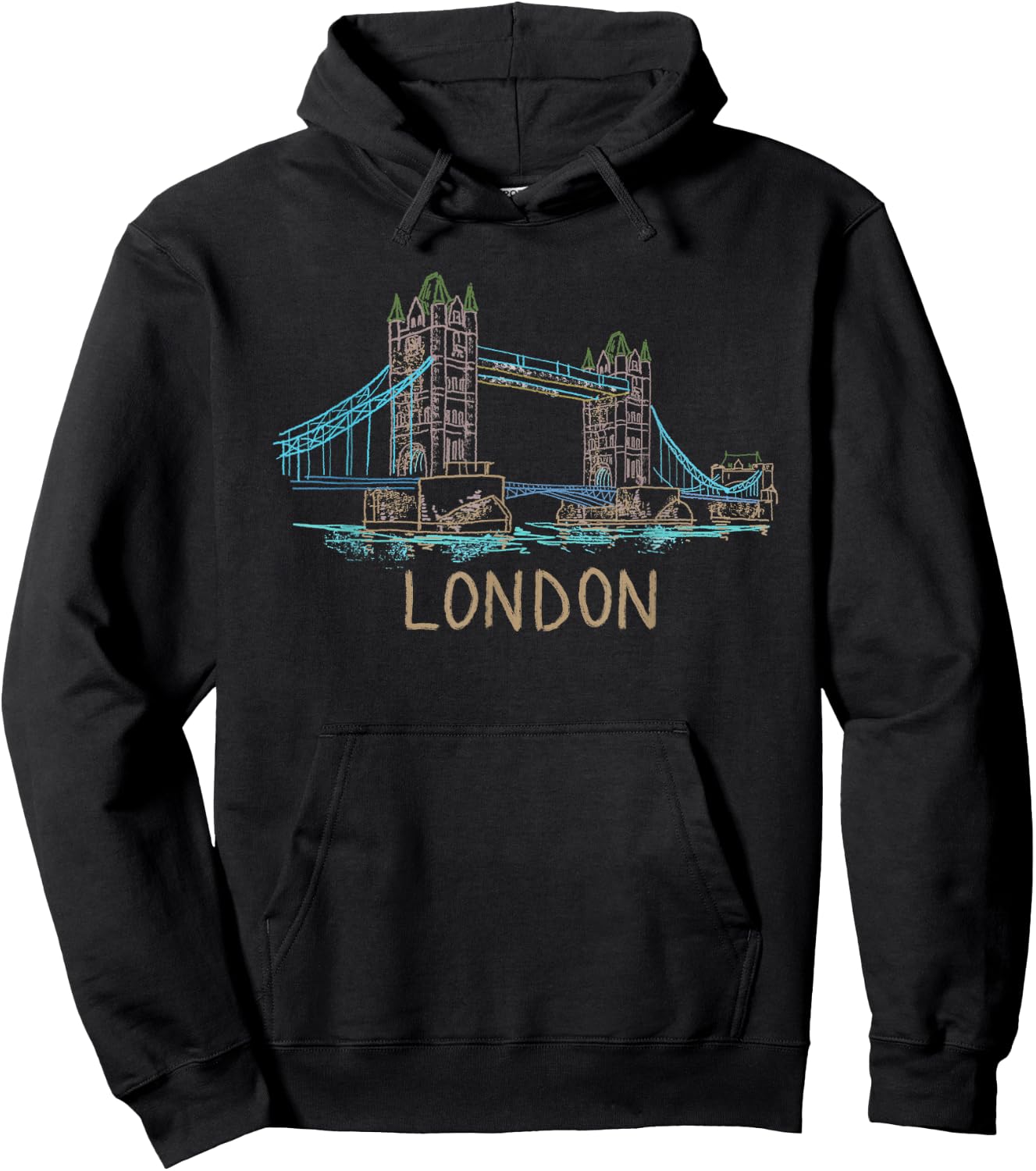 Tower Bridge London Unique Hand Drawn Art Hoodie - Hoodie | Black