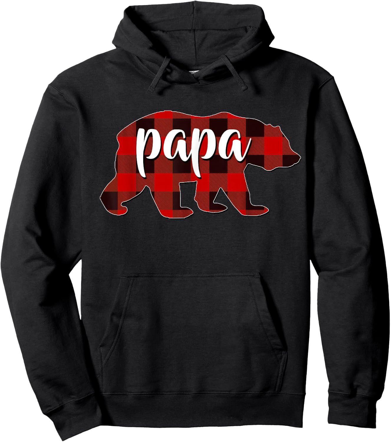 Red Plaid Papa Buffalo Matching Family Dad Pyjamas Christmas Hoodie - Hoodie | Black