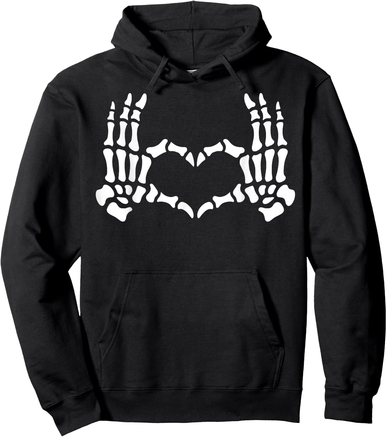 Skeleton Hands Heart Sign Retro Halloween Skeleton Hand Sign Hoodie - Hoodie | Black