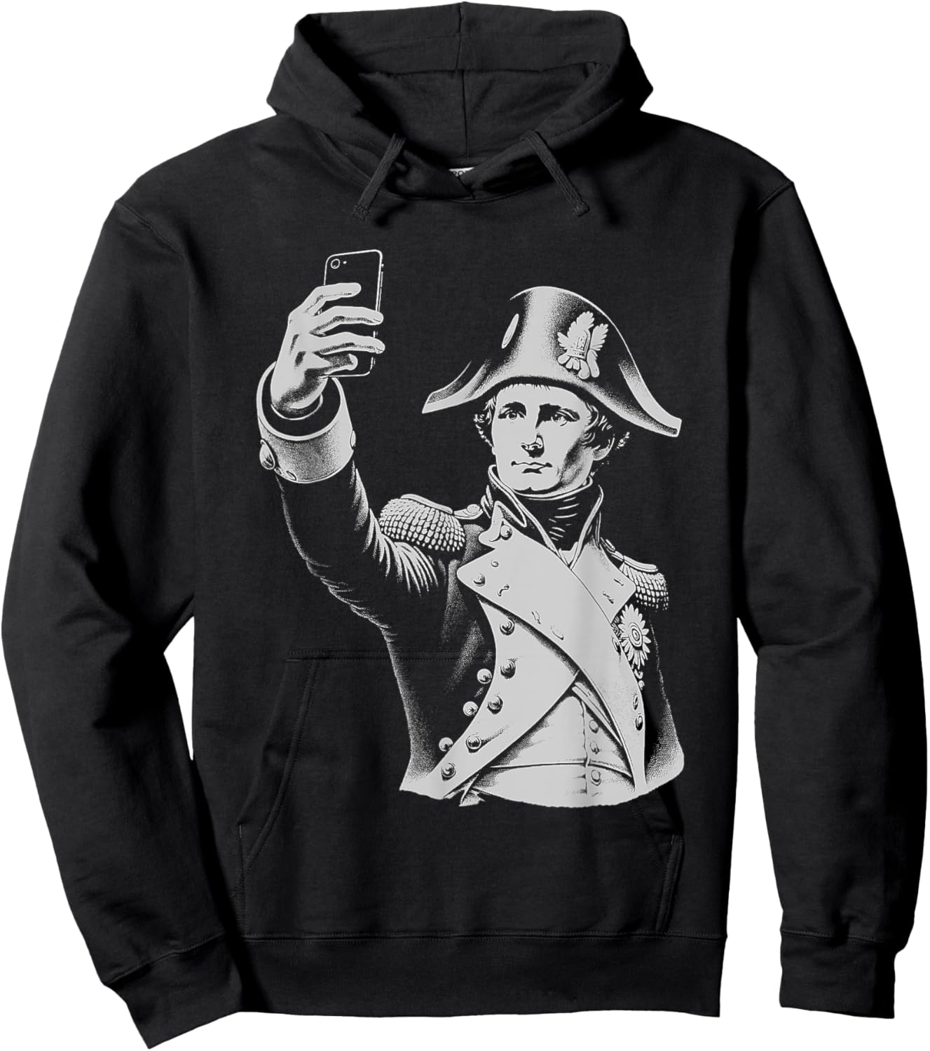 Funny Napoleon Bonaparte Taking a Selfie Hoodie - Hoodie | Black