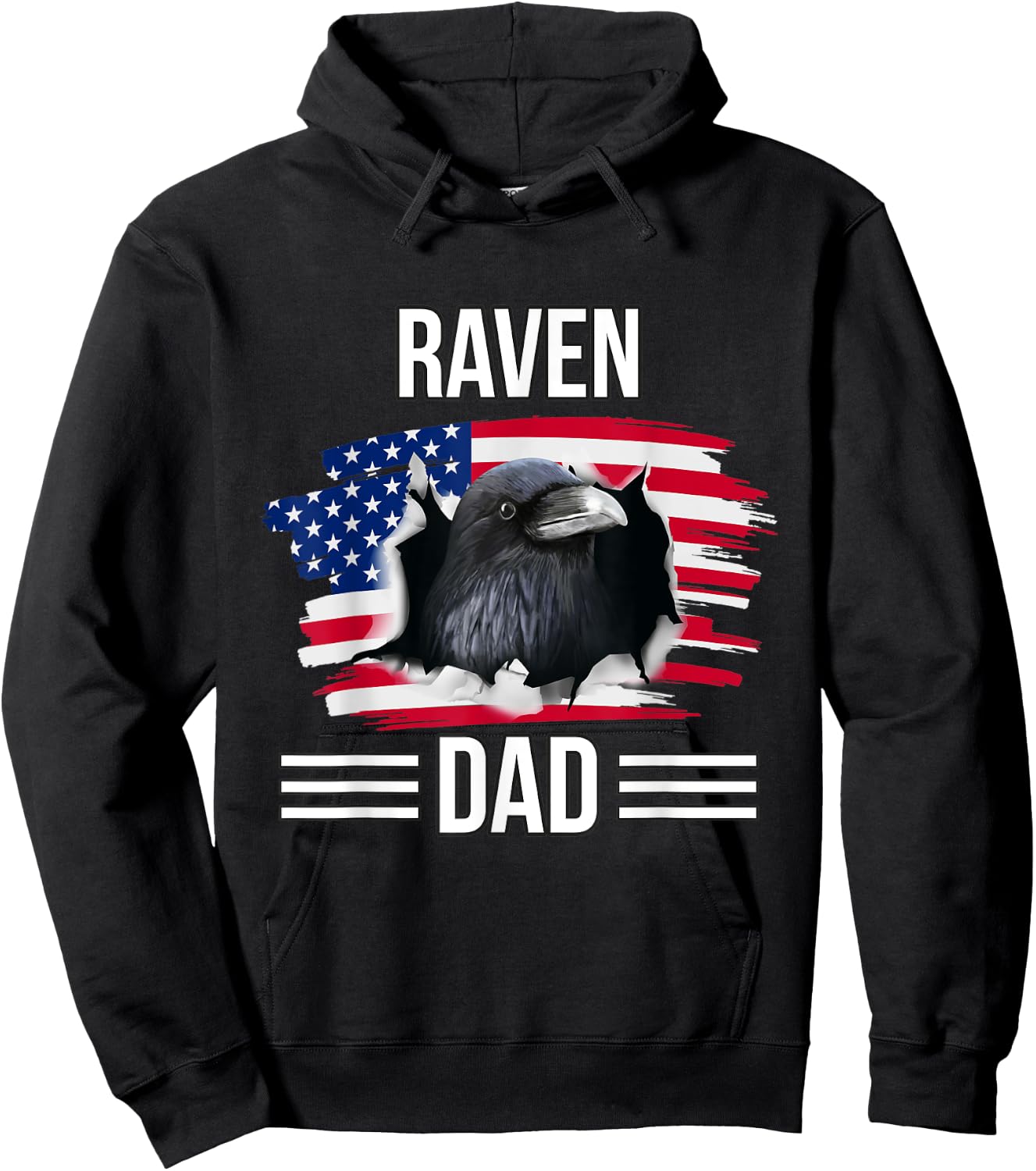Bird US Flag 4th Of July Father's Day Raven Dad Hoodie - Hoodie | Black