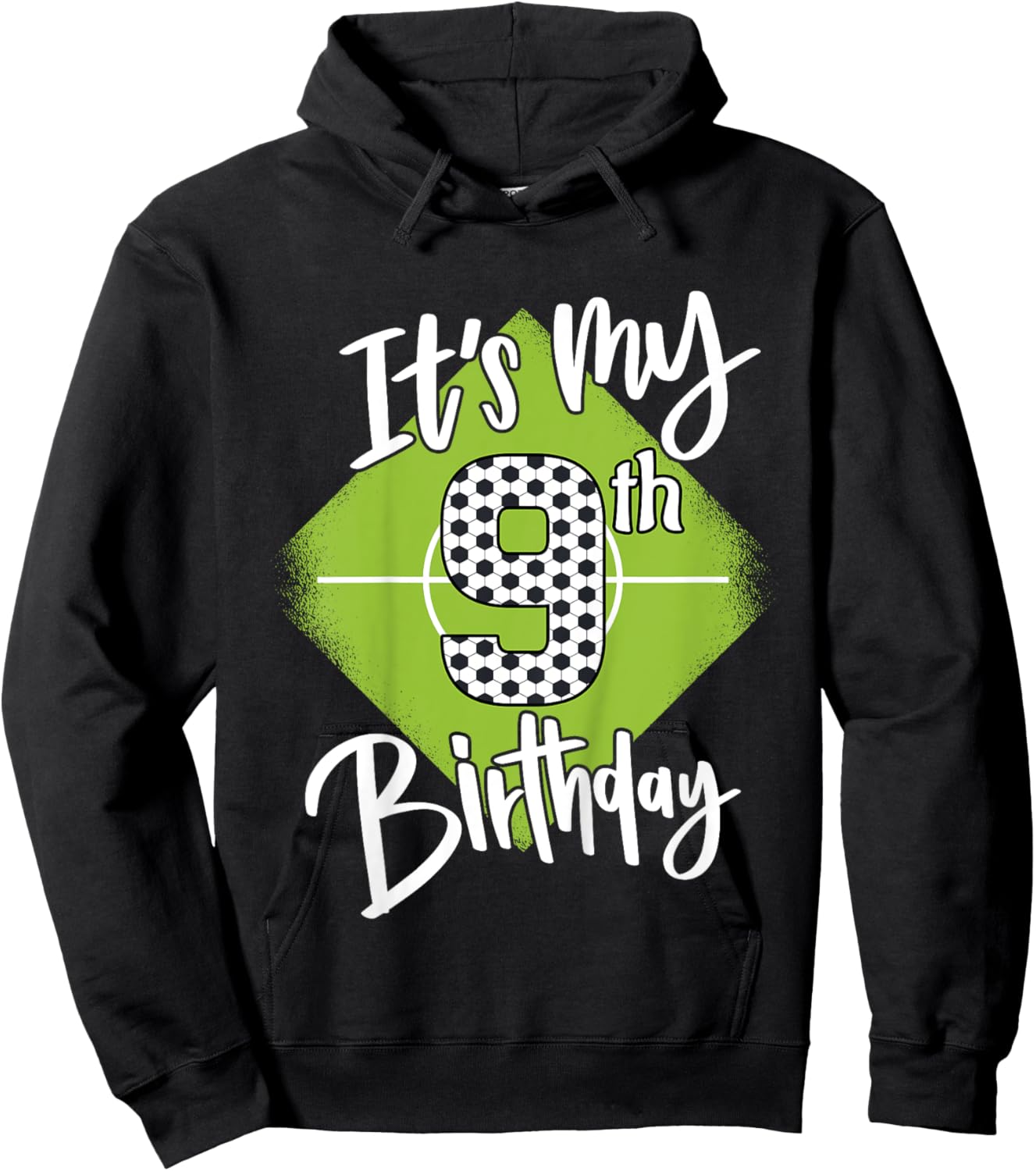 Kids Soccer Birthday 9 Years Boys Football It's My 9th Birthday Hoodie - Hoodie | Black