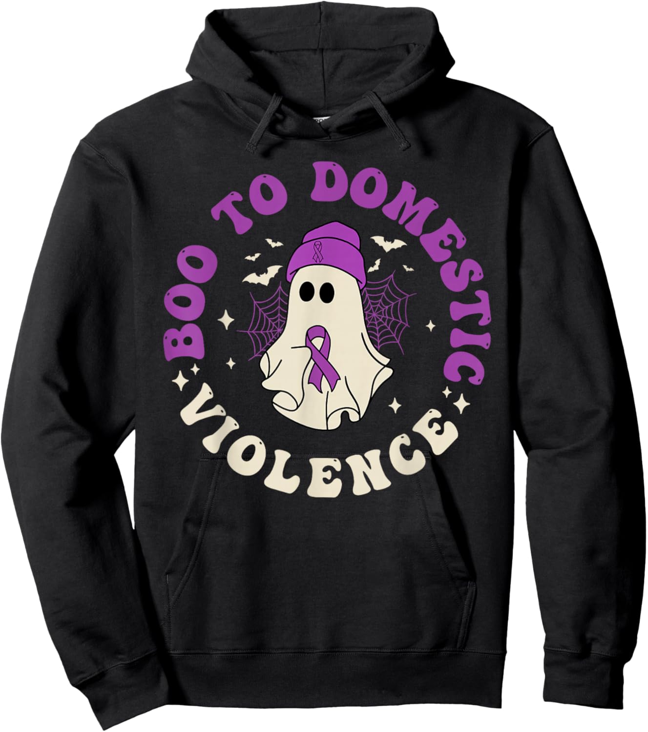 Boo To Domestic Violence Domestic Halloween Ghost Kids Boys Hoodie - Hoodie | Black