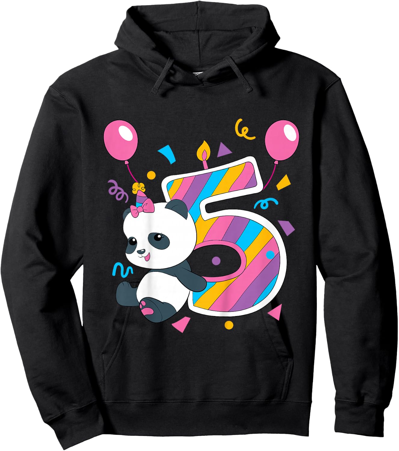 Panda I'm 5 Years Old Girls Birthday Party Hoodie - Hoodie | Black