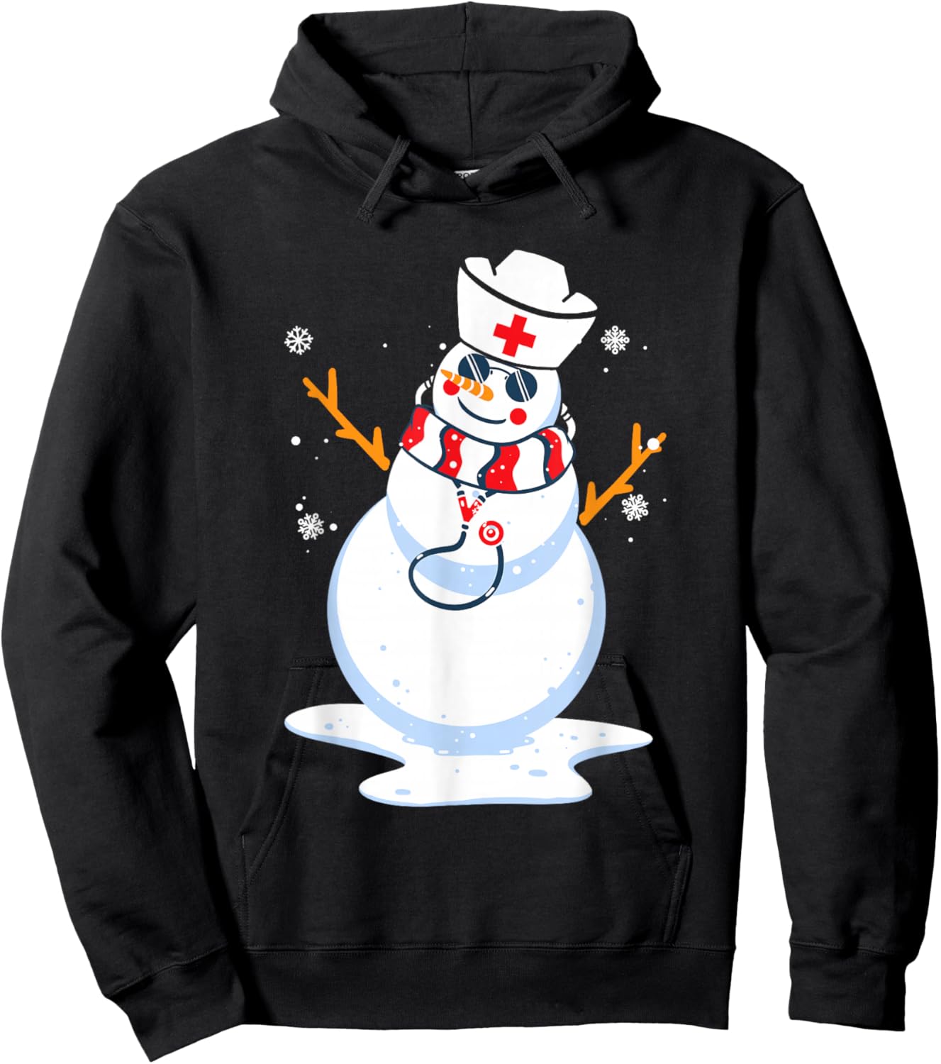Nurse Snowman Nursing RN Registered Funny Christmas Hoodie - Hoodie | Black