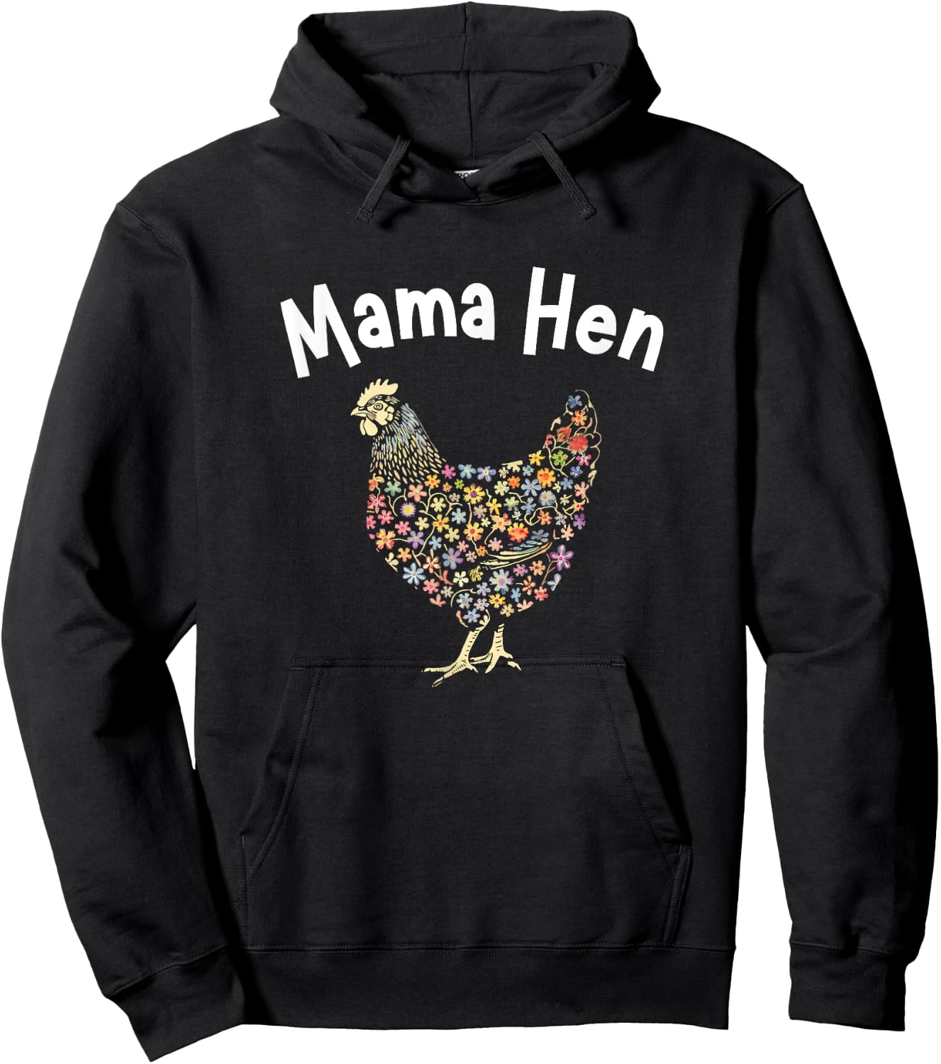 Mama Hen Flower Chicken Funny Farmer Hen Mother Day Hoodie - Hoodie | Black