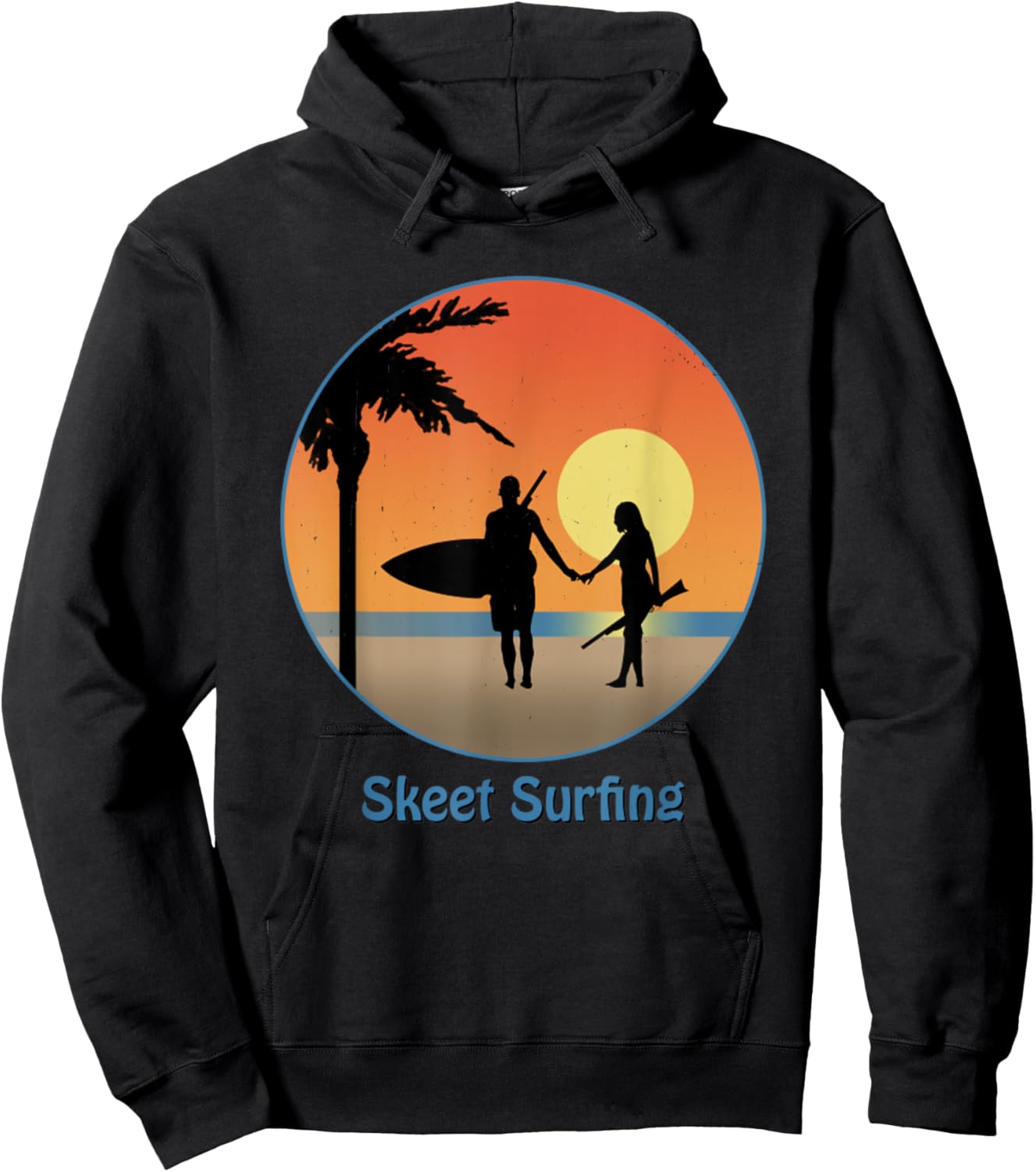 Skeet Surfing Top Secret Vintage Sunset Beach Women Hoodie - Hoodie | Black