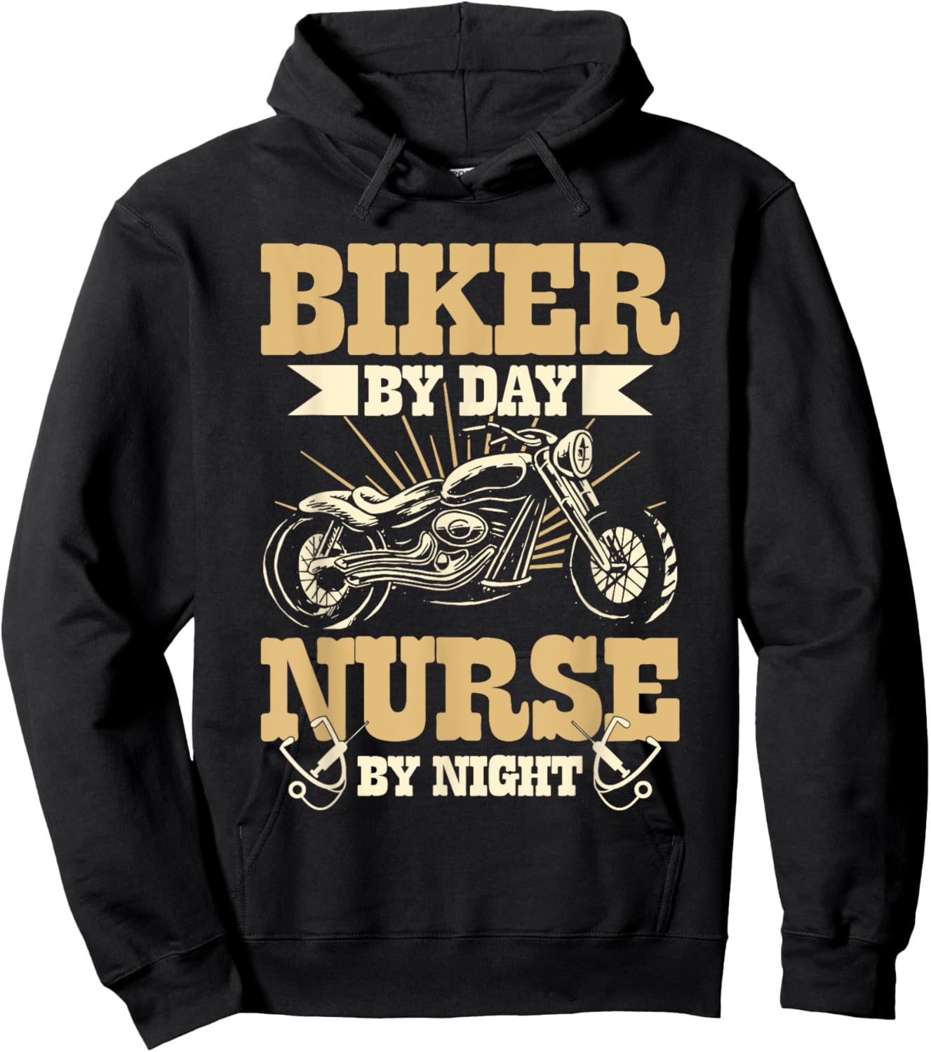 Biker By Day Nurse By Night Motorcycle Biking Nurses Hoodie - Hoodie | Black