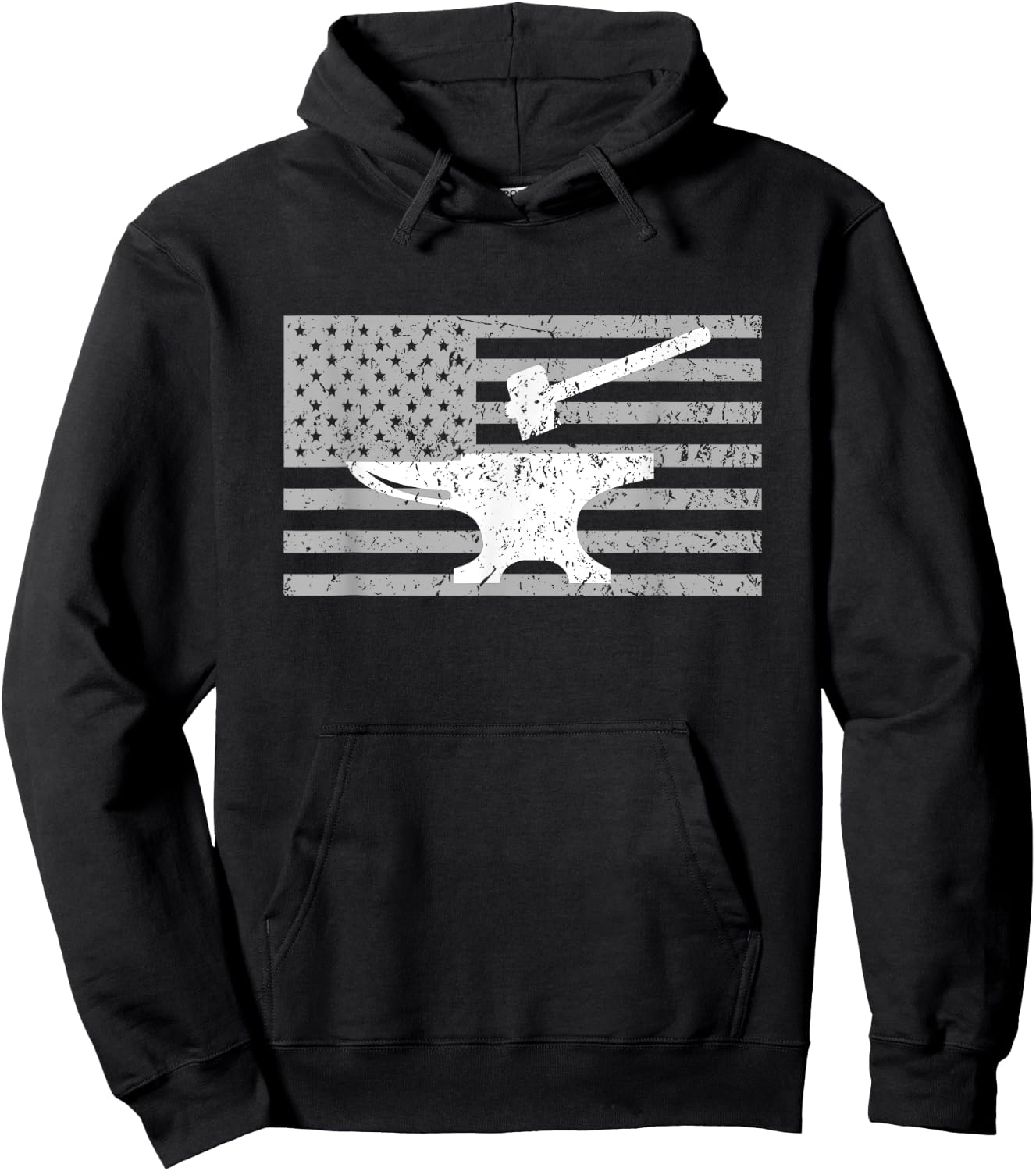 Forging Shirt, Forge Shirt, American Flag Blacksmith Anvil Women Men Hoodie - Hoodie | Black