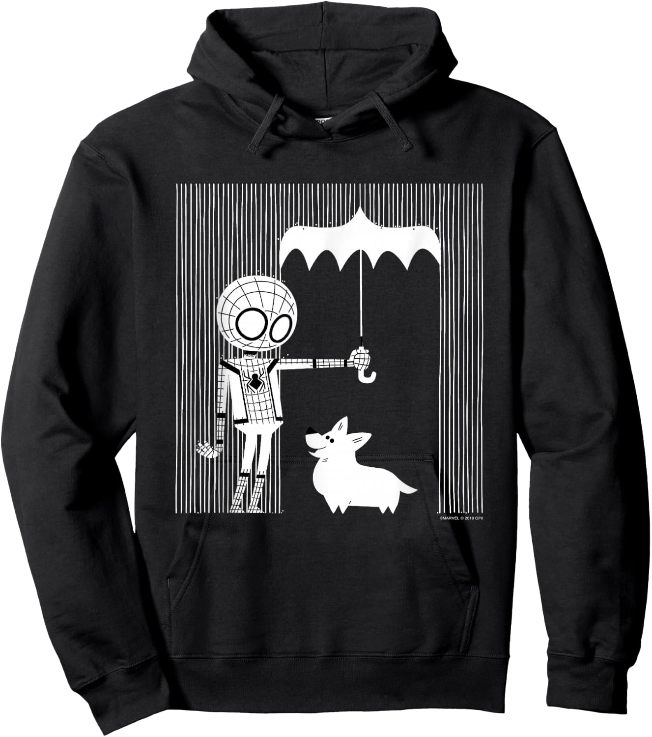 Marvel Spider-Man Far From Home Corgi In The Rain All White Hoodie - Hoodie | Black