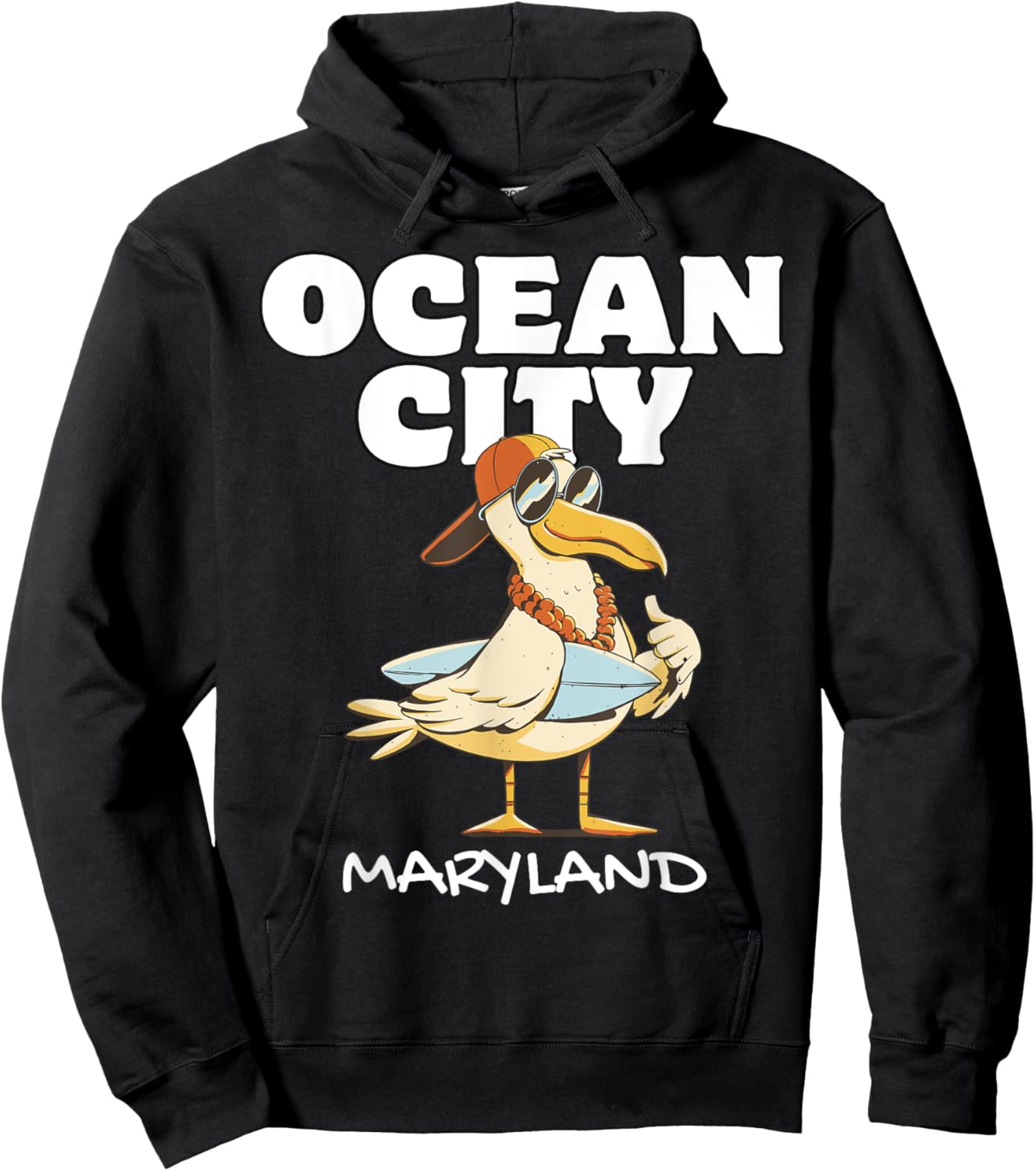 OCEAN CITY MARYLAND Surf Vacation Sunset Surfing Travel Hoodie - Hoodie | Black