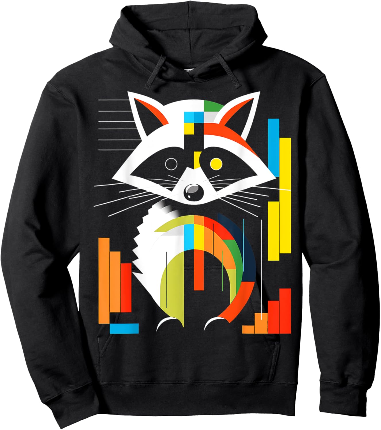 Raccoon Colorful Art Animal Geometric Graphic Raccoon Hoodie - Hoodie | Black