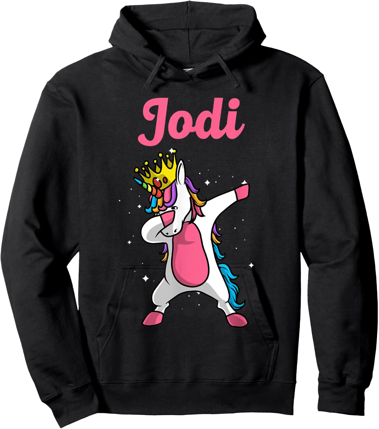JODI Gift Name Personalized Birthday Dabbing Unicorn Queen Hoodie - Hoodie | Black