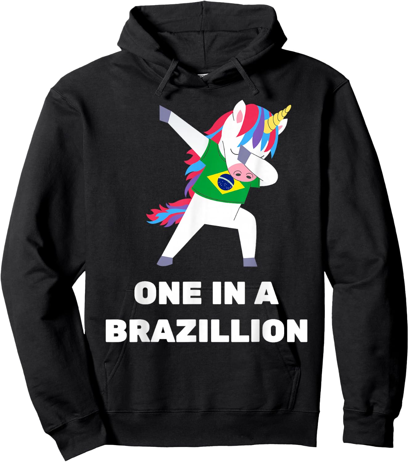 Funny Brazilian Unicorn Brazil Flag Brasil Hoodie - Hoodie | Black