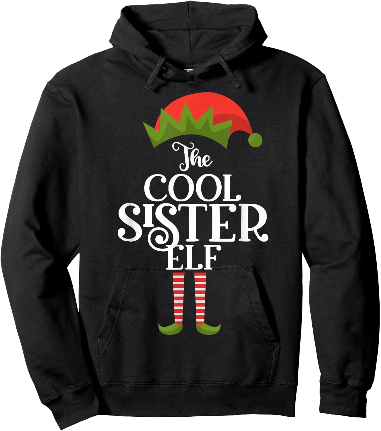Sister Elf Xmas Funny Family Matching Group Christmas Hoodie - Hoodie | Black