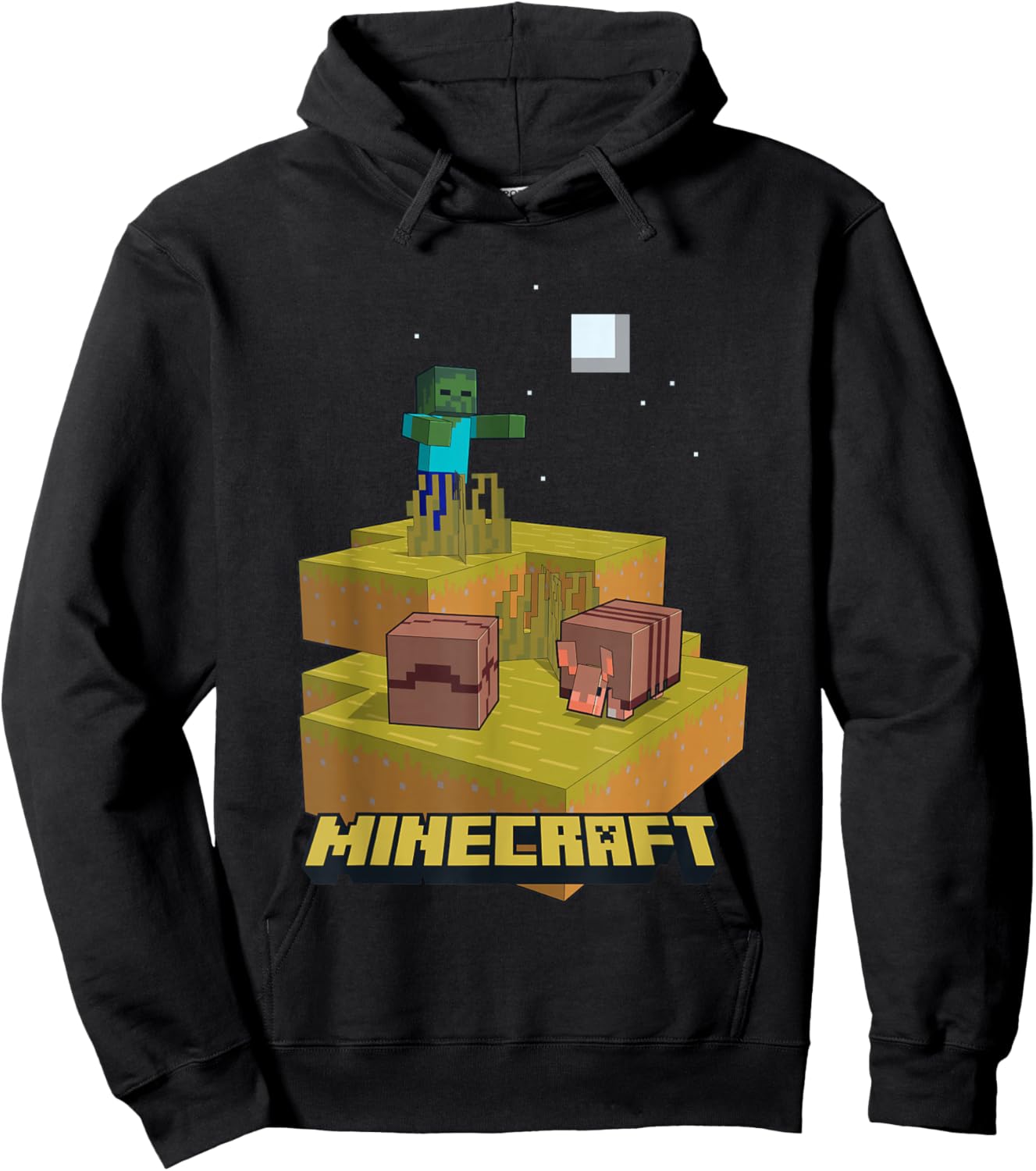 Minecraft Zombie At Night Amongst Armadillos Hoodie - Hoodie | Black