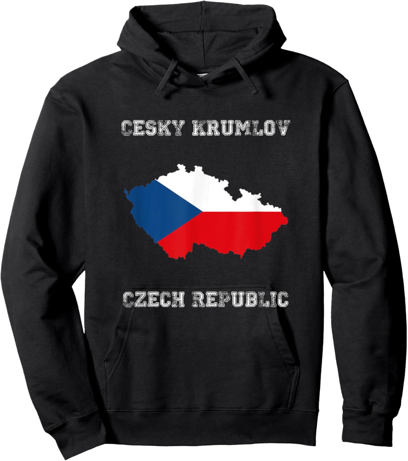 Cesky Krumlov Czech Republic Distressed Czech Republic Flag Hoodie - Hoodie | Black